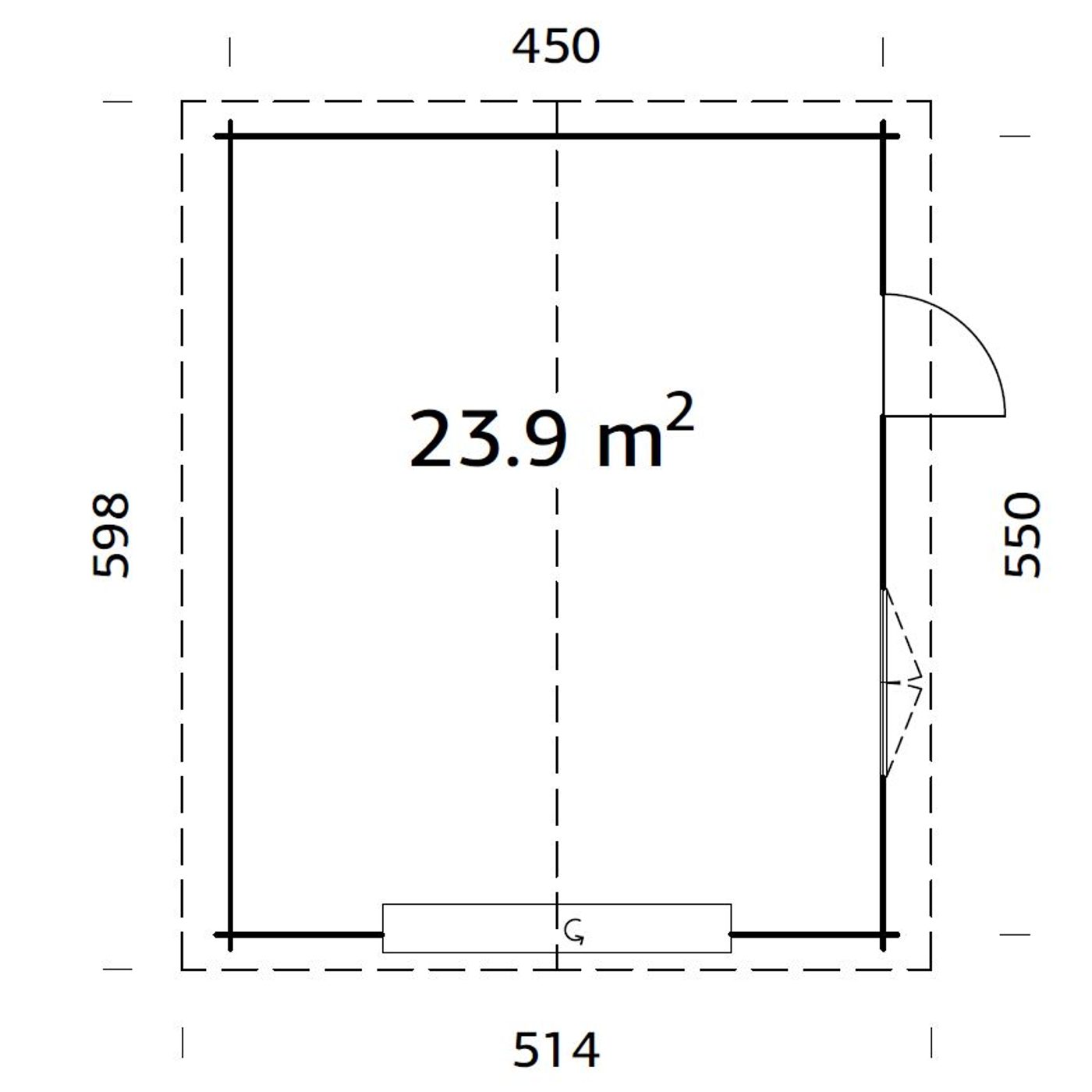 Garage Roger 23,9 m2 med Takskjutport Ubehandlet tre