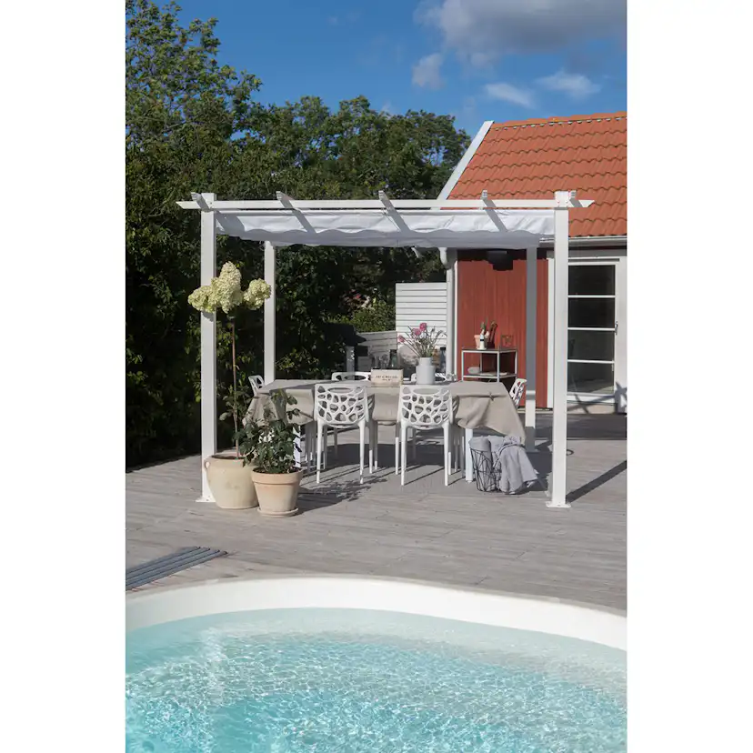 Pergola 3x3 m Vit Hvit/Hvit