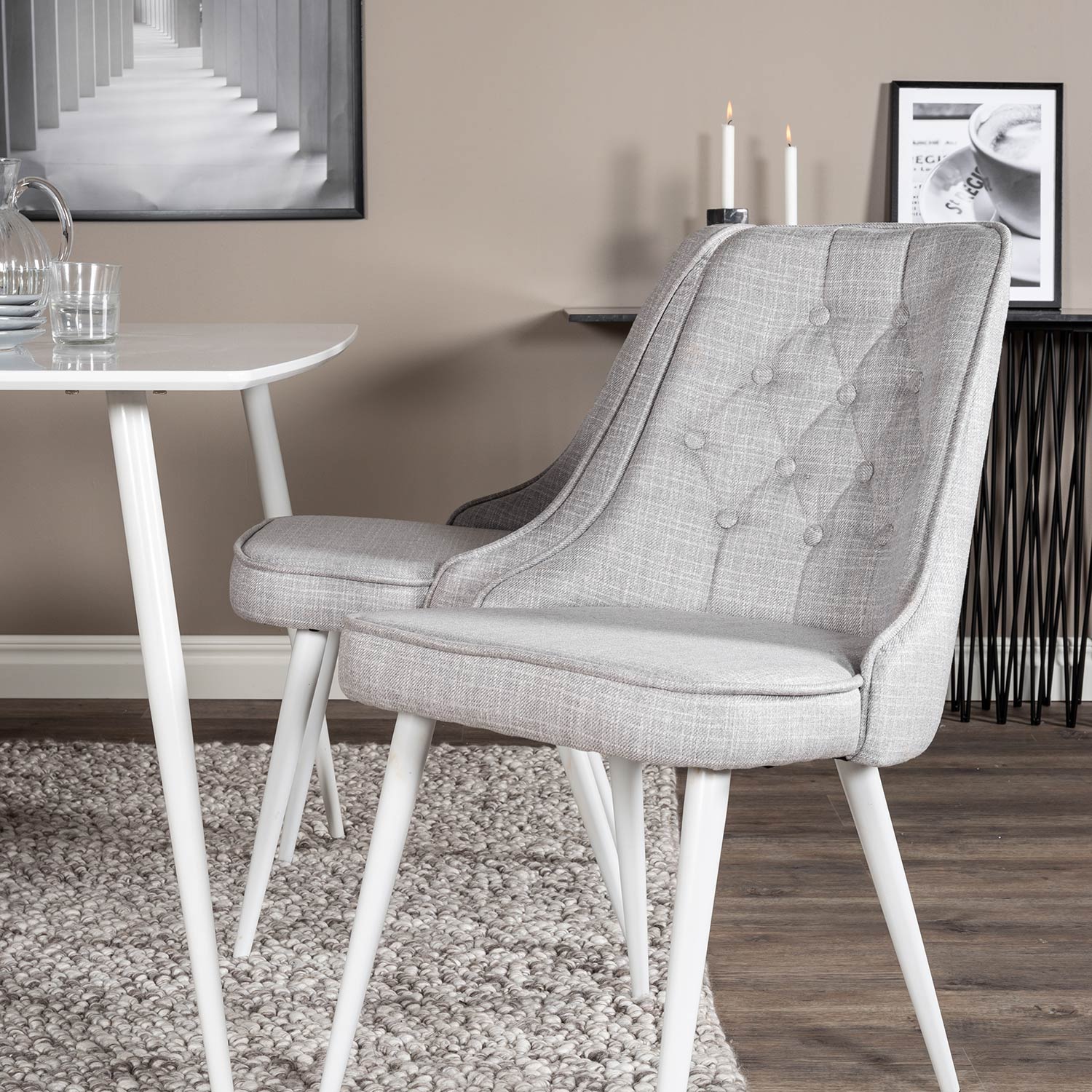 Spisegruppe Venture Home Pobbie med 4 Vera Stoler Polyester