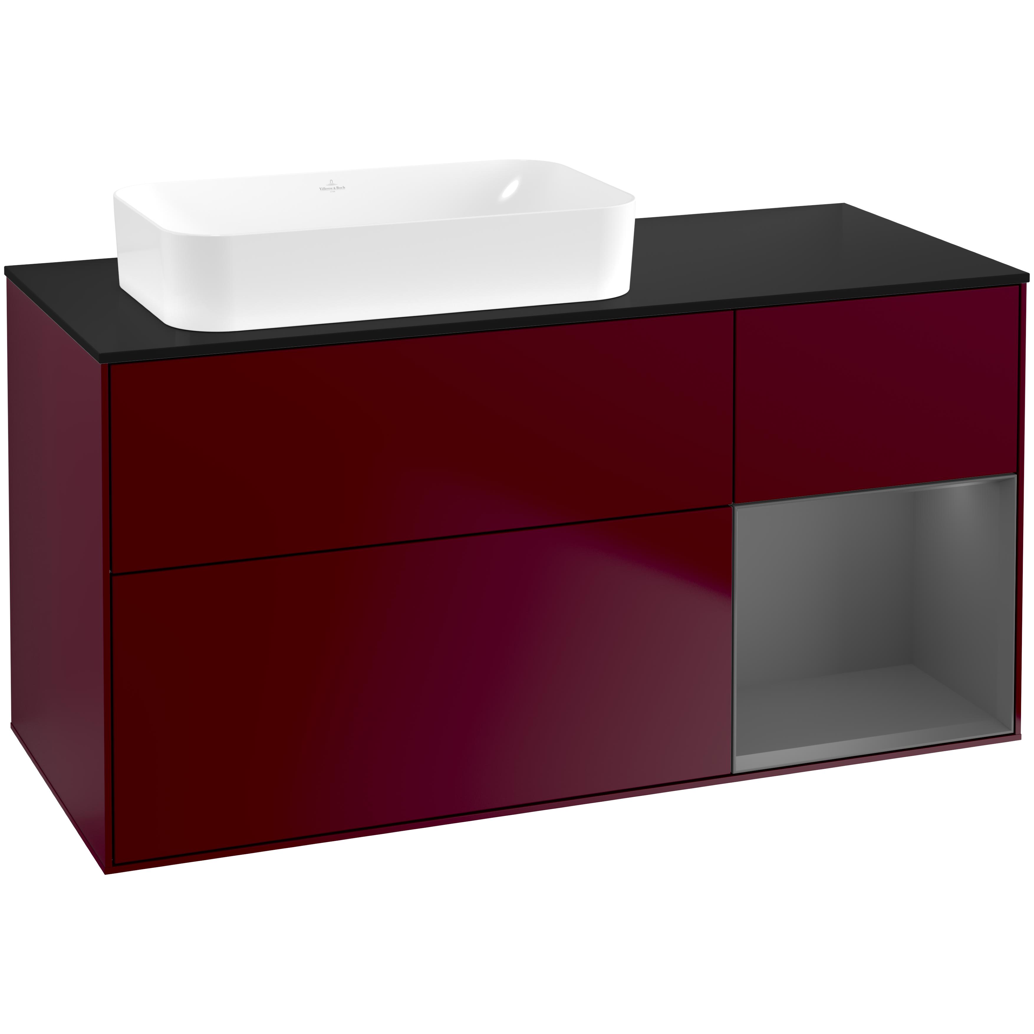 Tvättställsskåp Villeroy & Boch Finion med 3 Lådor Hylla och Bänkskiva för Ocentrerat Fristående Tvättställ