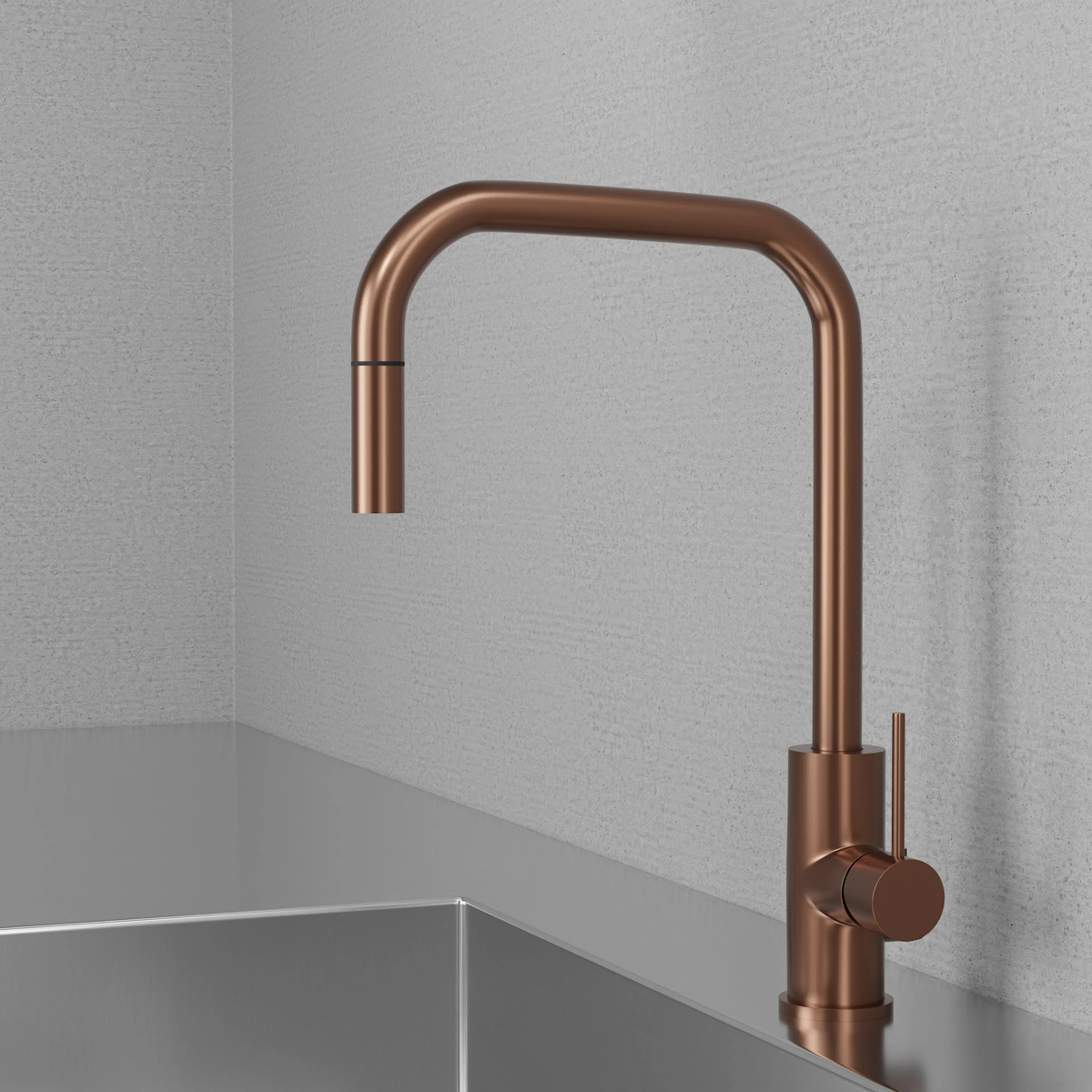 Kjøkkenbatteri Scandtap Steel Accent Square med Uttrekkbar Tut