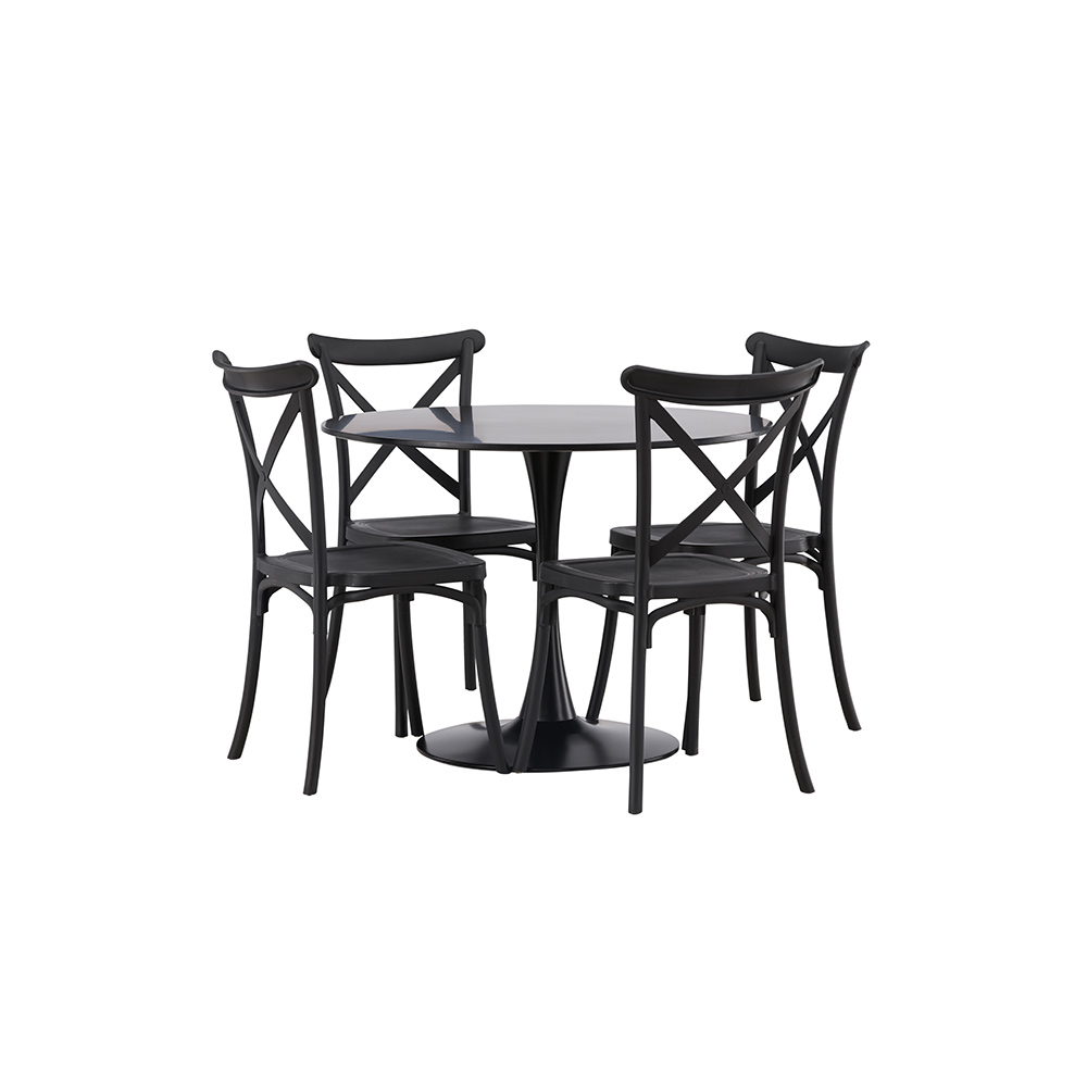 Spisegruppe Venture Home Glade Ø 100 cm med 4 Crosett Stoler