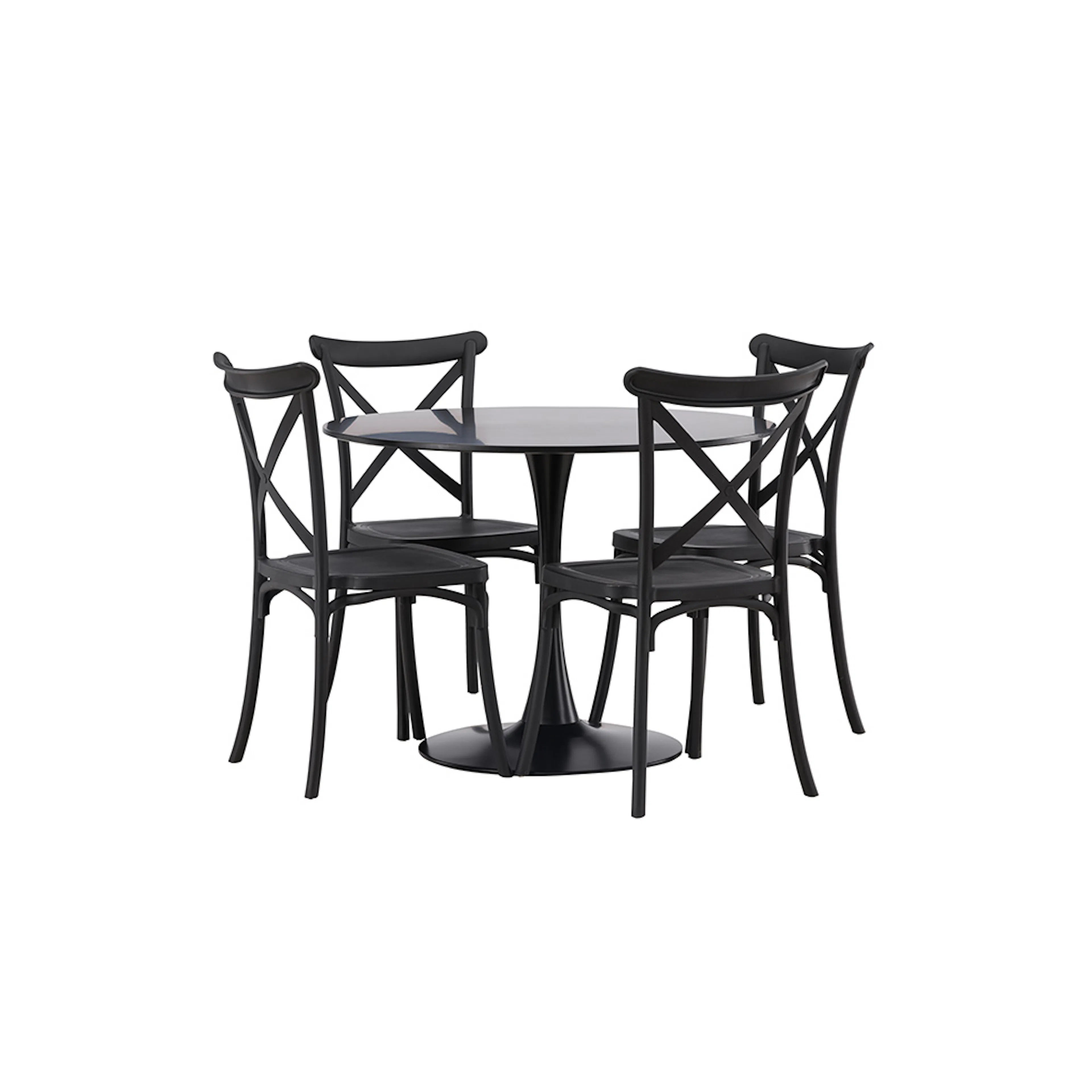 Spisegruppe Venture Home Glade Ø 100 cm med 4 Crosett Stoler