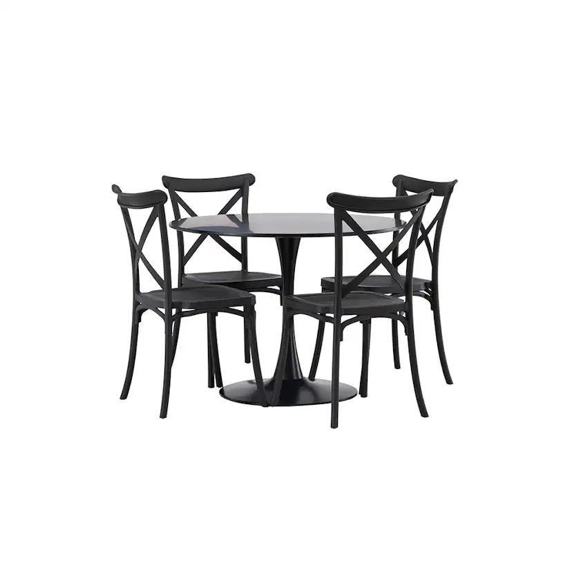Spisegruppe Venture Home Glade Ø 100 cm med 4 Crosett Stoler