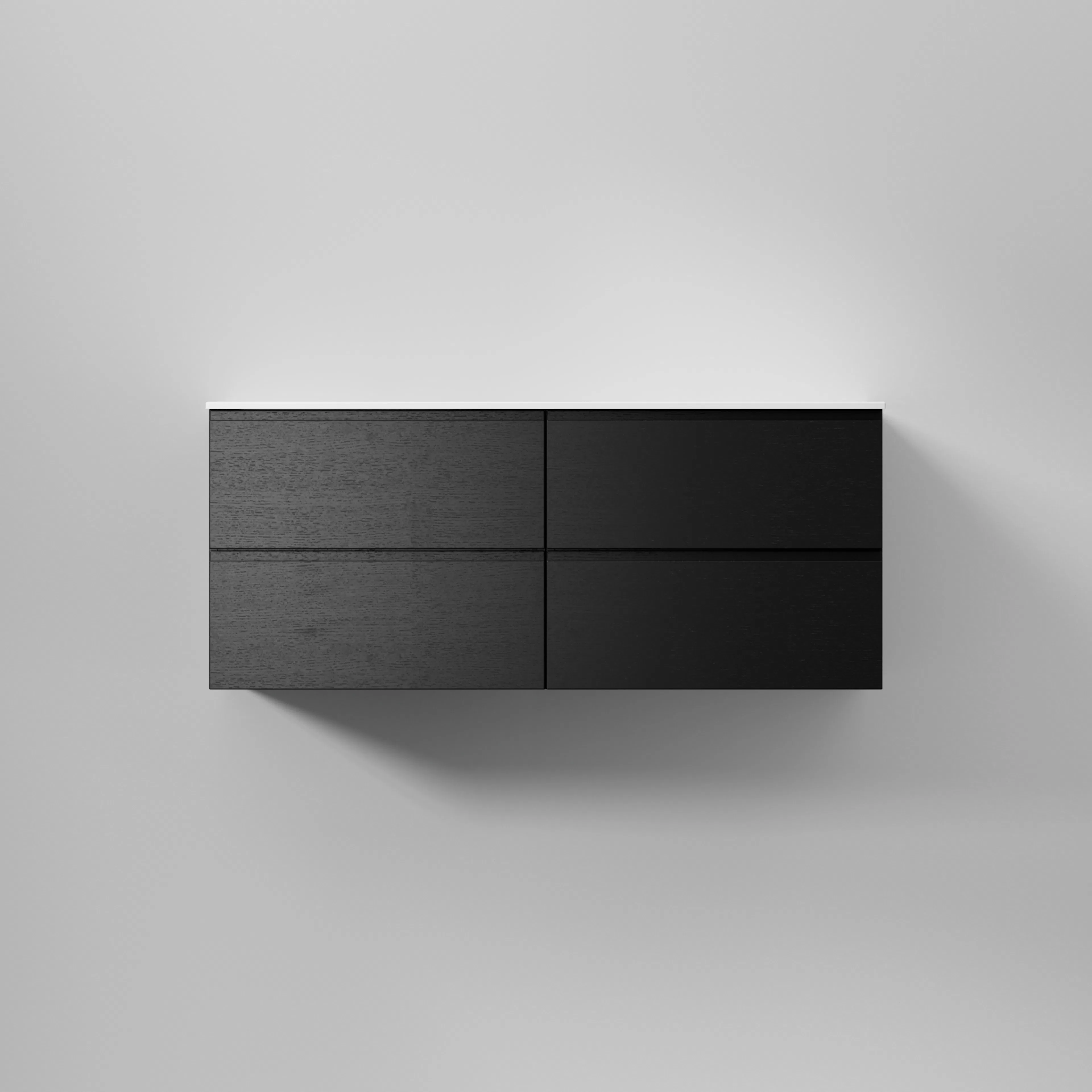 Kommod Core Grip 120 D Black Oak, 4 Lådor Black Oak, 1200x454x500 mm