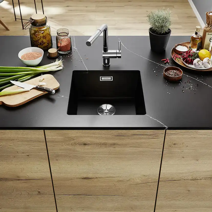 BLANCO SUBLINE 400-U SILGRANIT® INFINO - SVART Sort, Undermontering