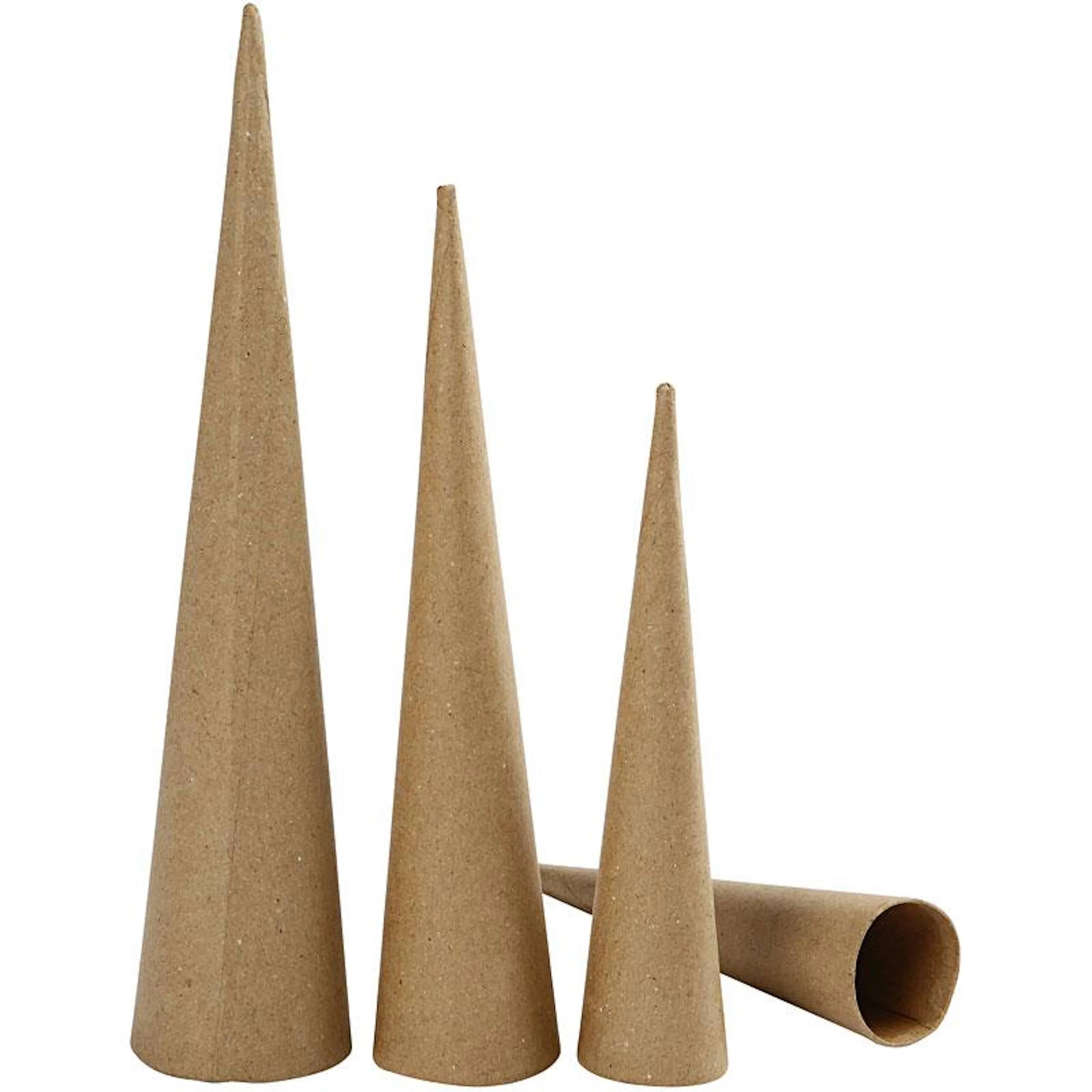 Høye KJegler Creativ Company Pappmaché H20-25-30 cm D4-5-6 cm 3 Stk/1 Pk