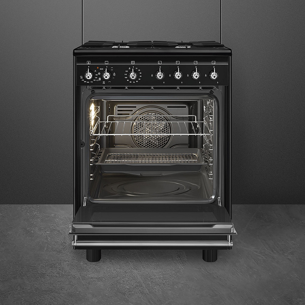 Gasskomfyr Smeg Concerto CX61GMBL Sort med Allsidig og Elektrisk Ovn