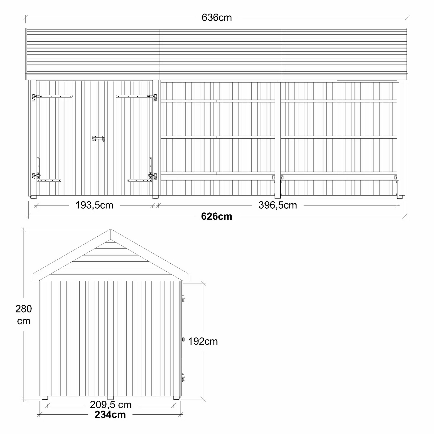 Utebod PLUS Classic Multi Hagehus 3 Moduler Dobbeldør Åpen 14,5m2