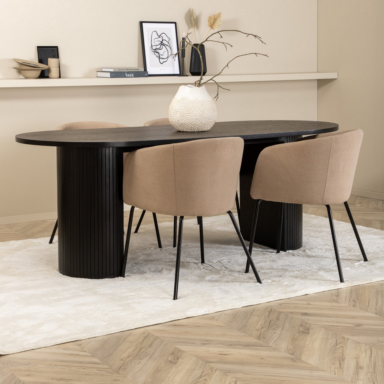 Spisegruppe Venture Home Bianca med 4 Bergen Stoler Polyester