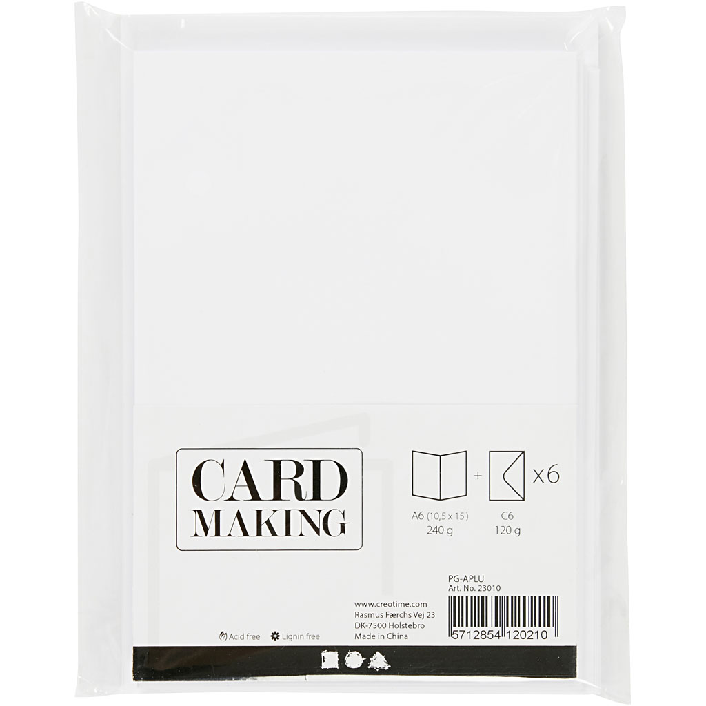 Kort Creativ Company og Konvolutt Kort str 10,5x15 cm Konvolutt str 11,5x16,5 cm 6 stk 1 Pk
