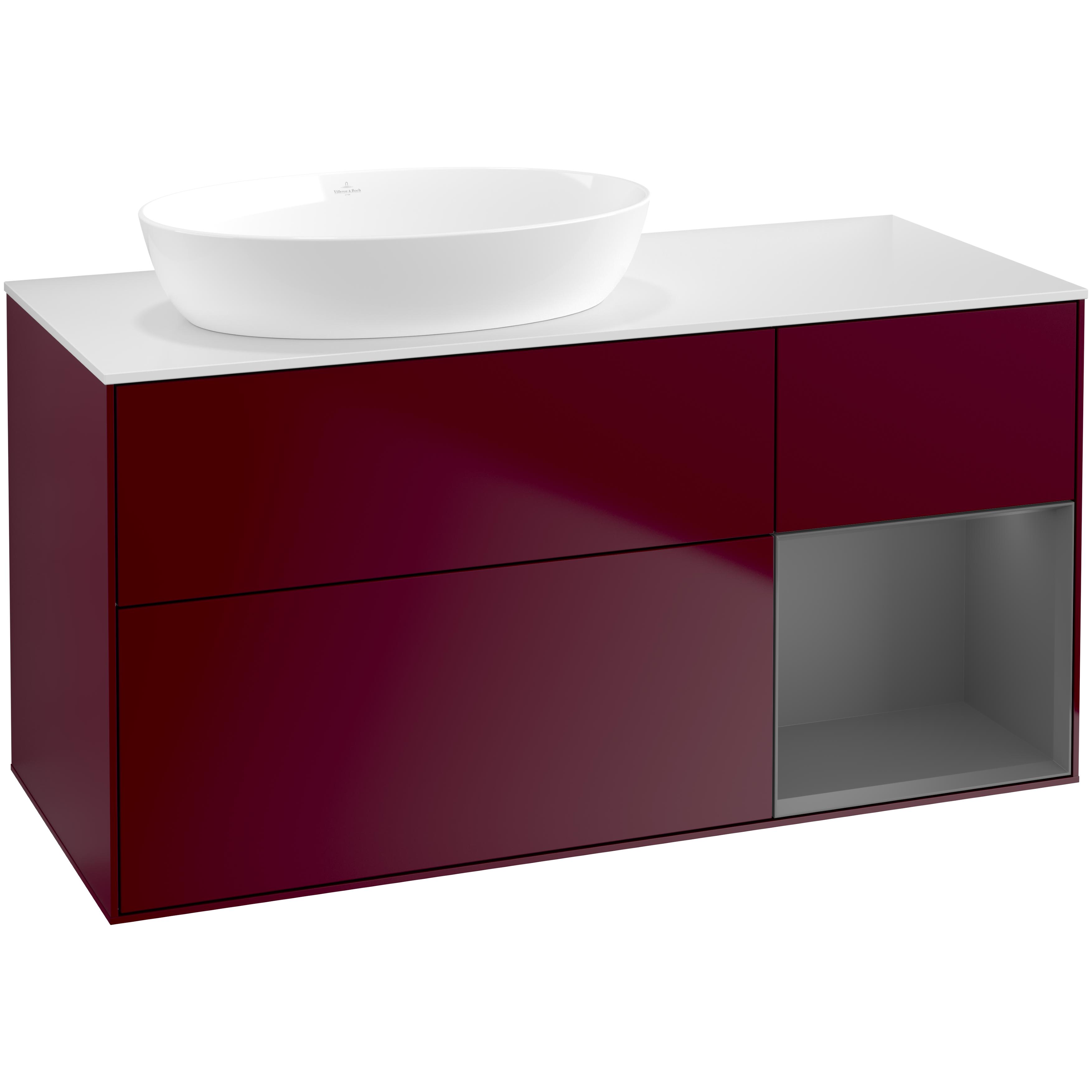 Tvättställsskåp Villeroy & Boch Finion med 3 Lådor Hylla och Bänkskiva för Ocentrerat Tvättställ från Artis & Collaro