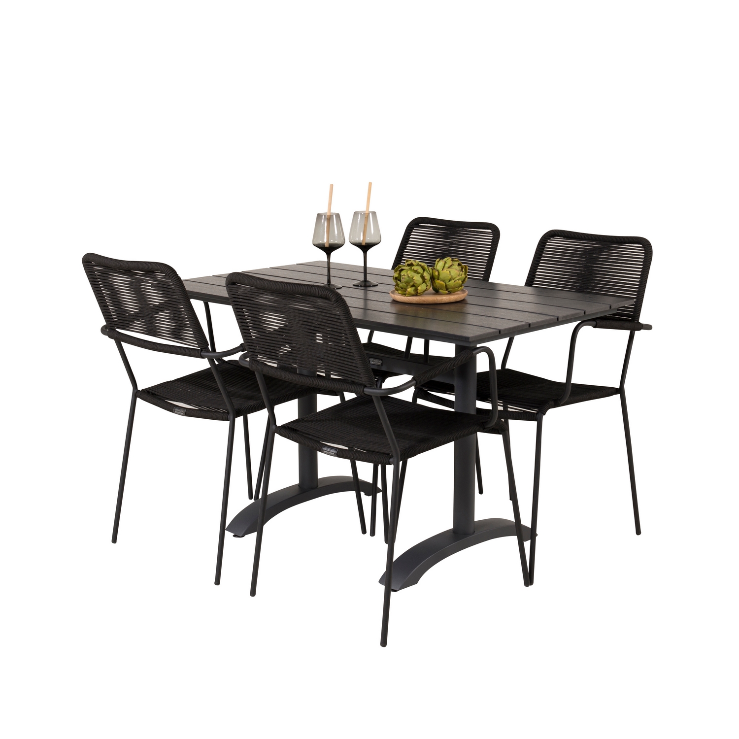 Cafégruppe Venture Home Denzel med 4 Leon Lenestoler