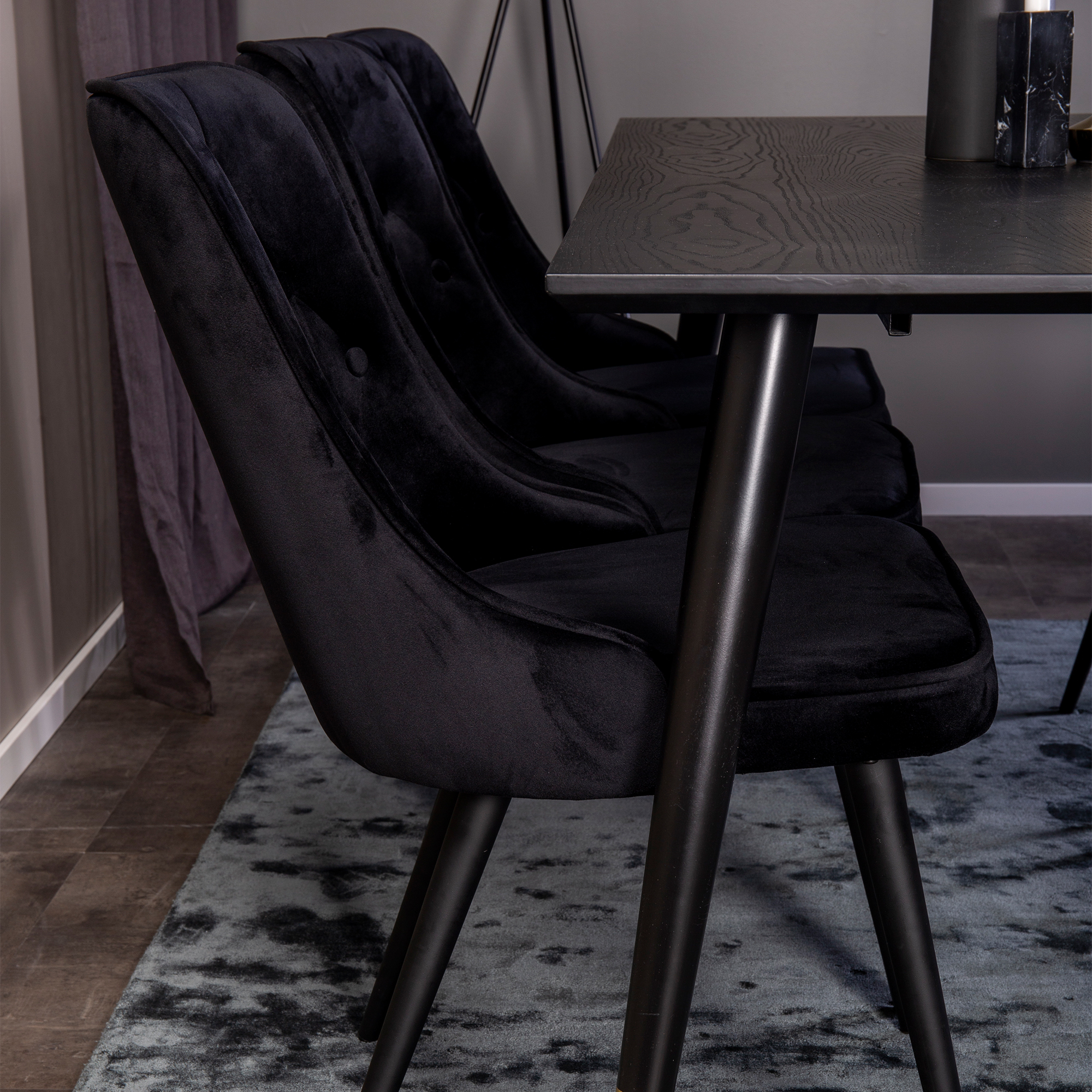 Spisegruppe Venture Home Dipp med 6 Velvet Deluxe Fløyel Stoler