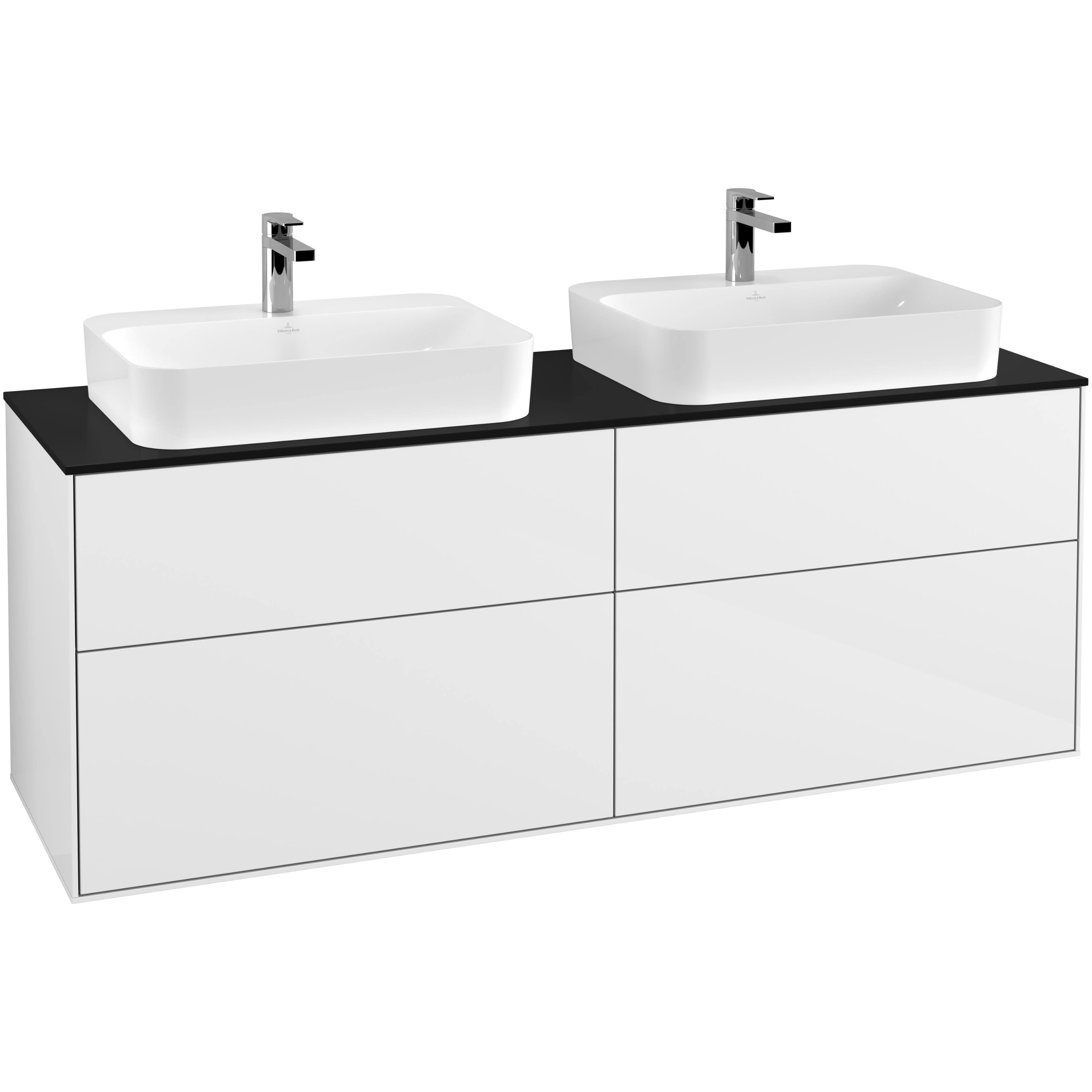 Tvättställsskåp Villeroy & Boch Finion med 4 Lådor och Bänkskiva för Två Ytmonterade Tvättställ