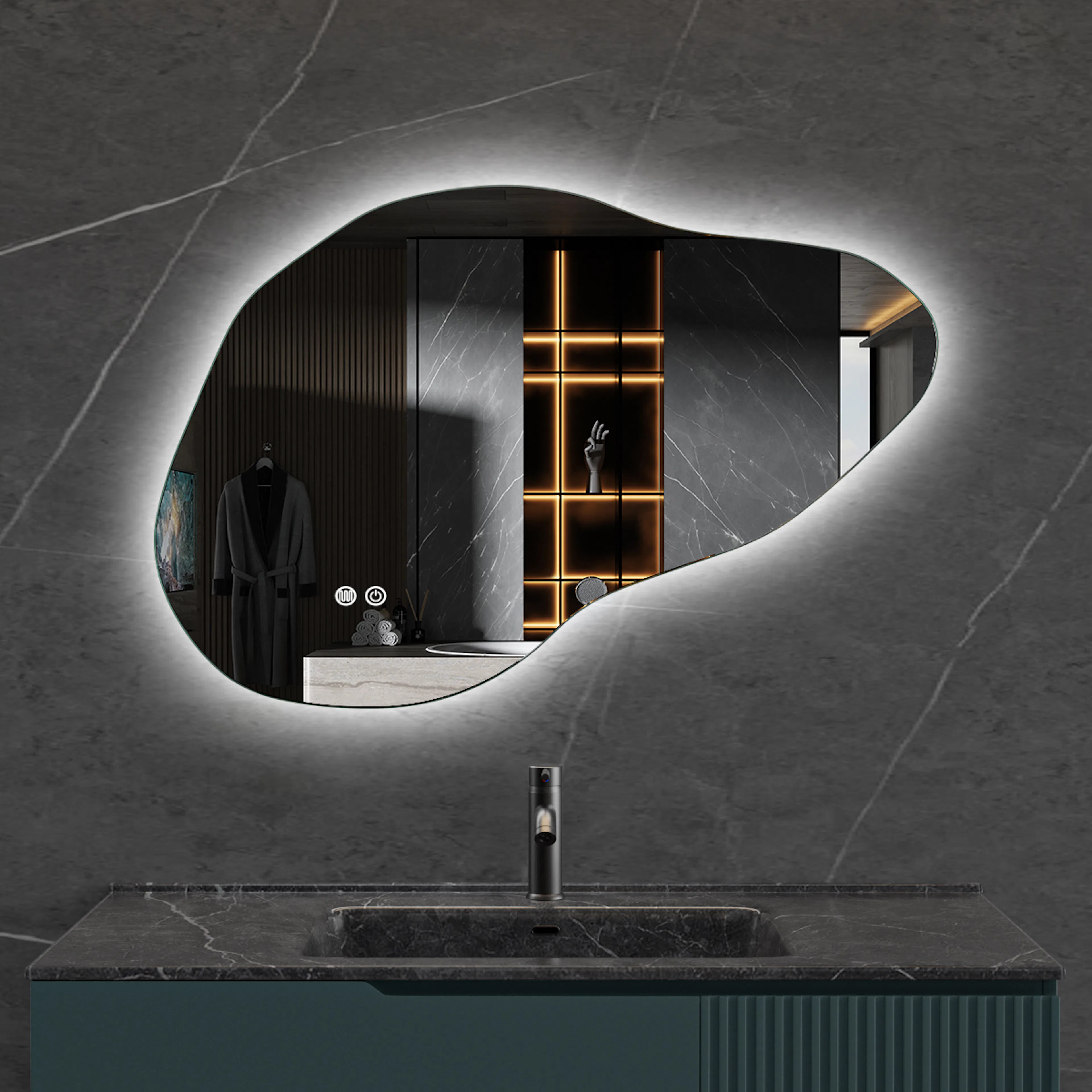 Baderomsspeil Lyfco med LED-belysning 90x60 cm