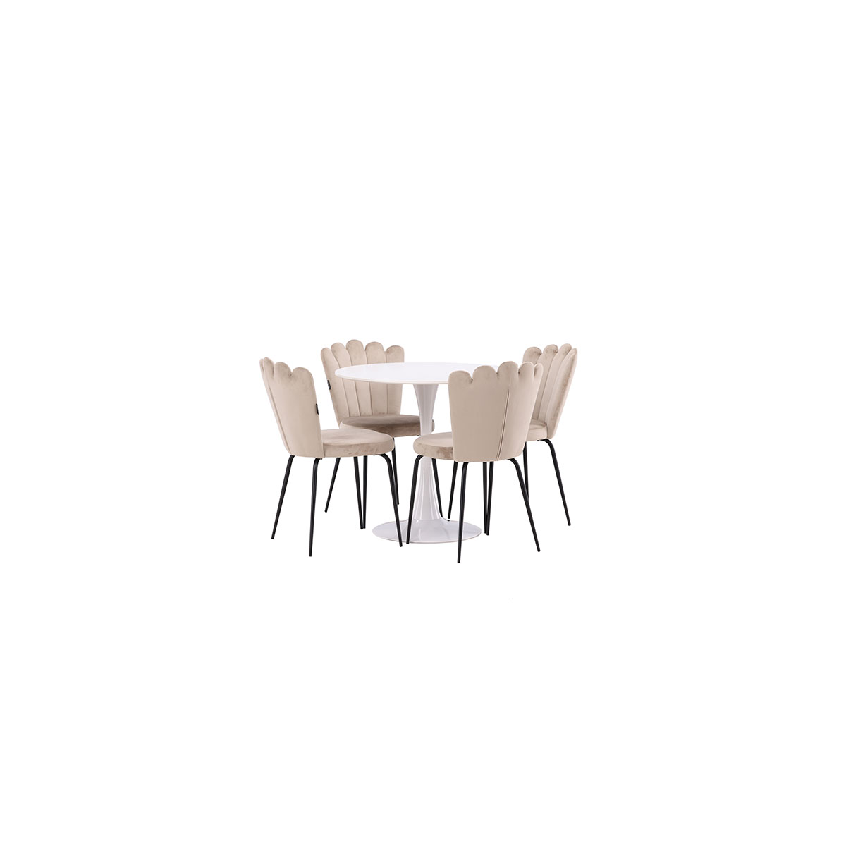 Spisegruppe Venture Home Hamden Ø80 cm med 4 Limhamn Light Stoler