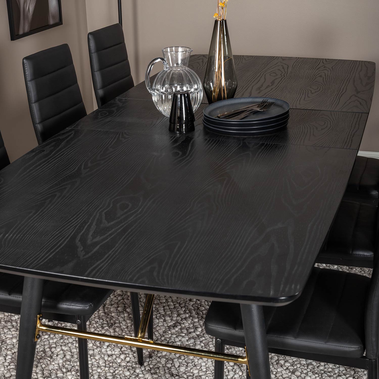 Spisegruppe Venture Home Gold med 6 Slim Stoler