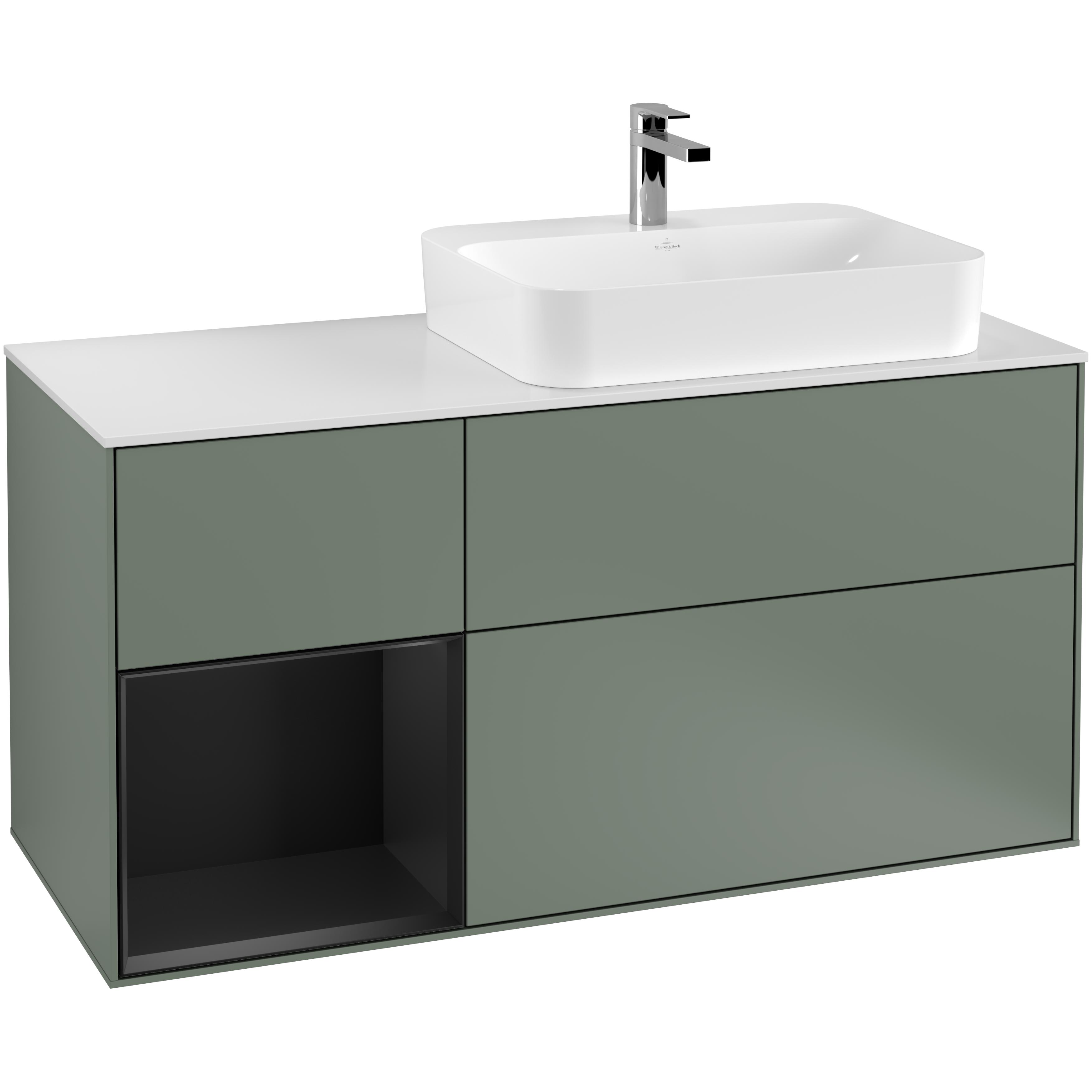 Tvättställsskåp Villeroy & Boch Finion med 3 Lådor Hylla och Bänkskiva för Ocentrerat Ytmonterat Tvättställ