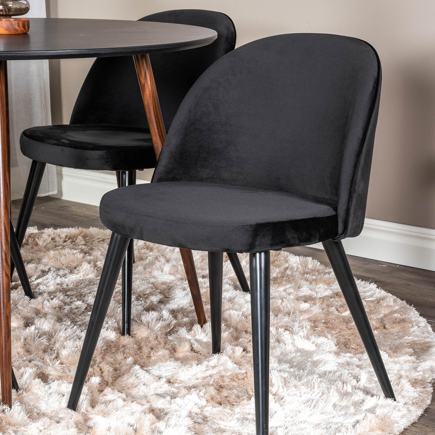 Spisegruppe Venture Home Plake med 4 Valentina Stoler Fløyel Rundt