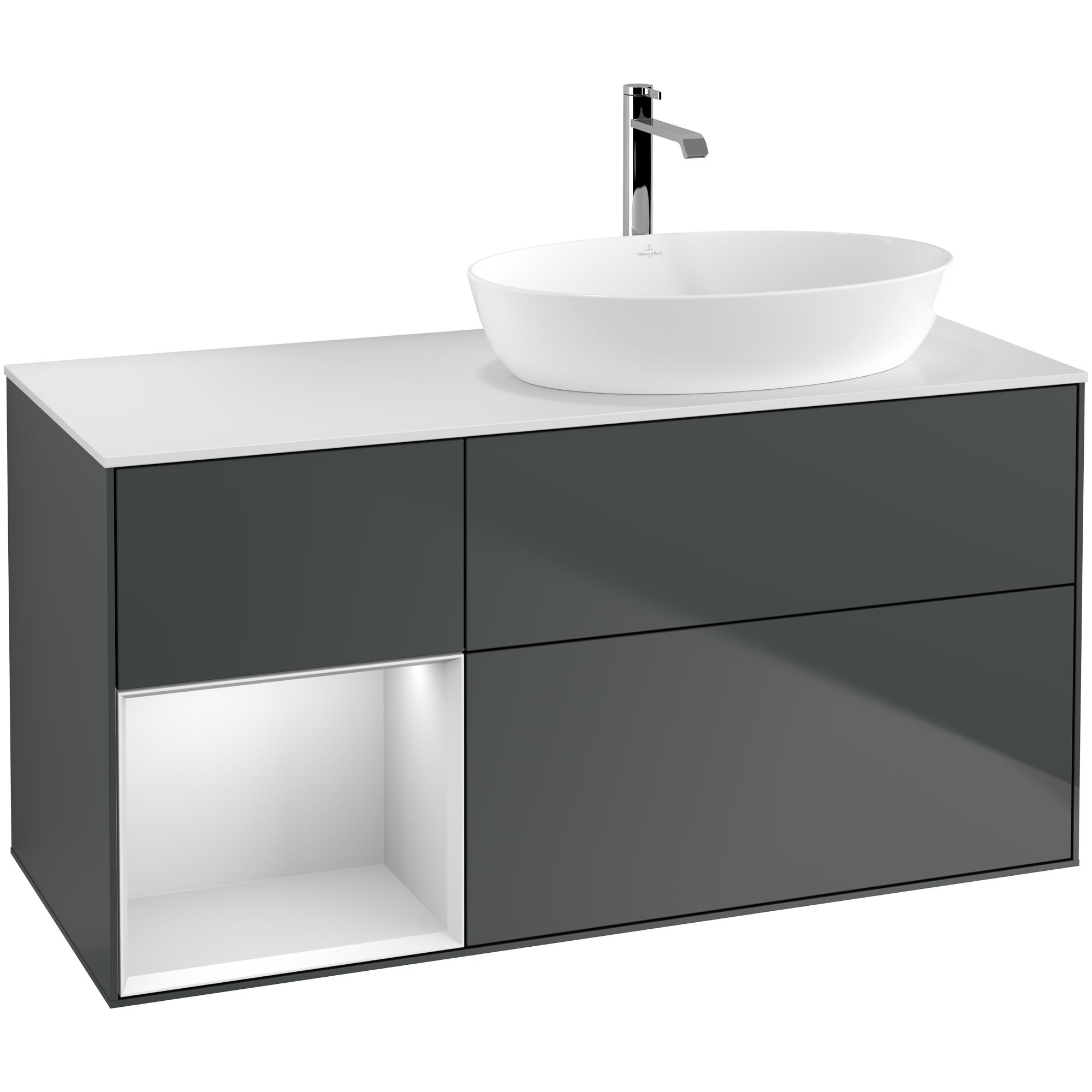 Tvättställsskåp Villeroy & Boch Finion med 3 Lådor Hylla och Bänkskiva för Ocentrerat Tvättställ från Artis & Collaro