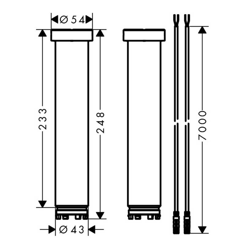 Forlengelsessett Axor for taktilkobling av ShowerHeaven 1200/300 4jet
