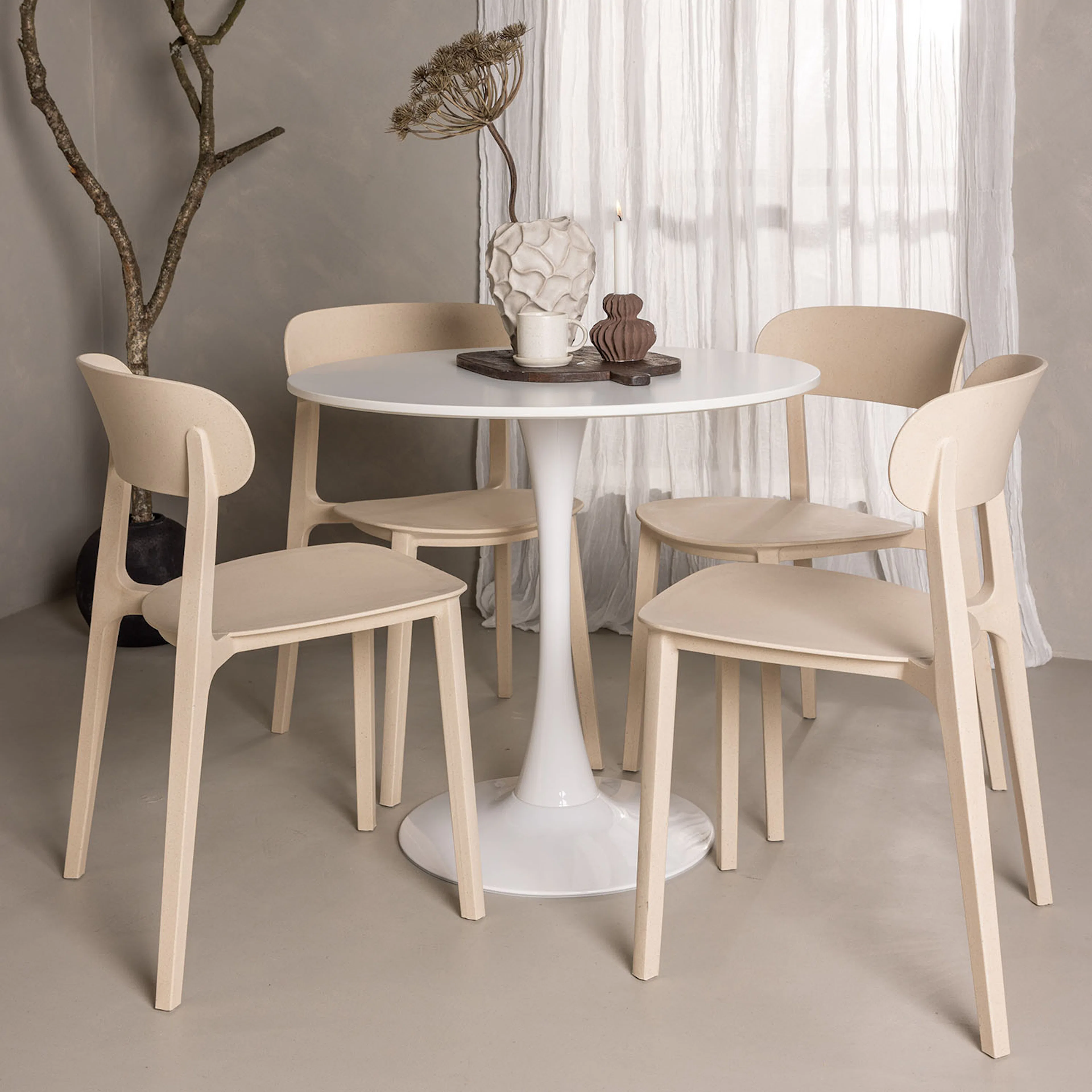 Spisegruppe Venture Home Hamden Ø80 cm med 4 Åstol Stoler