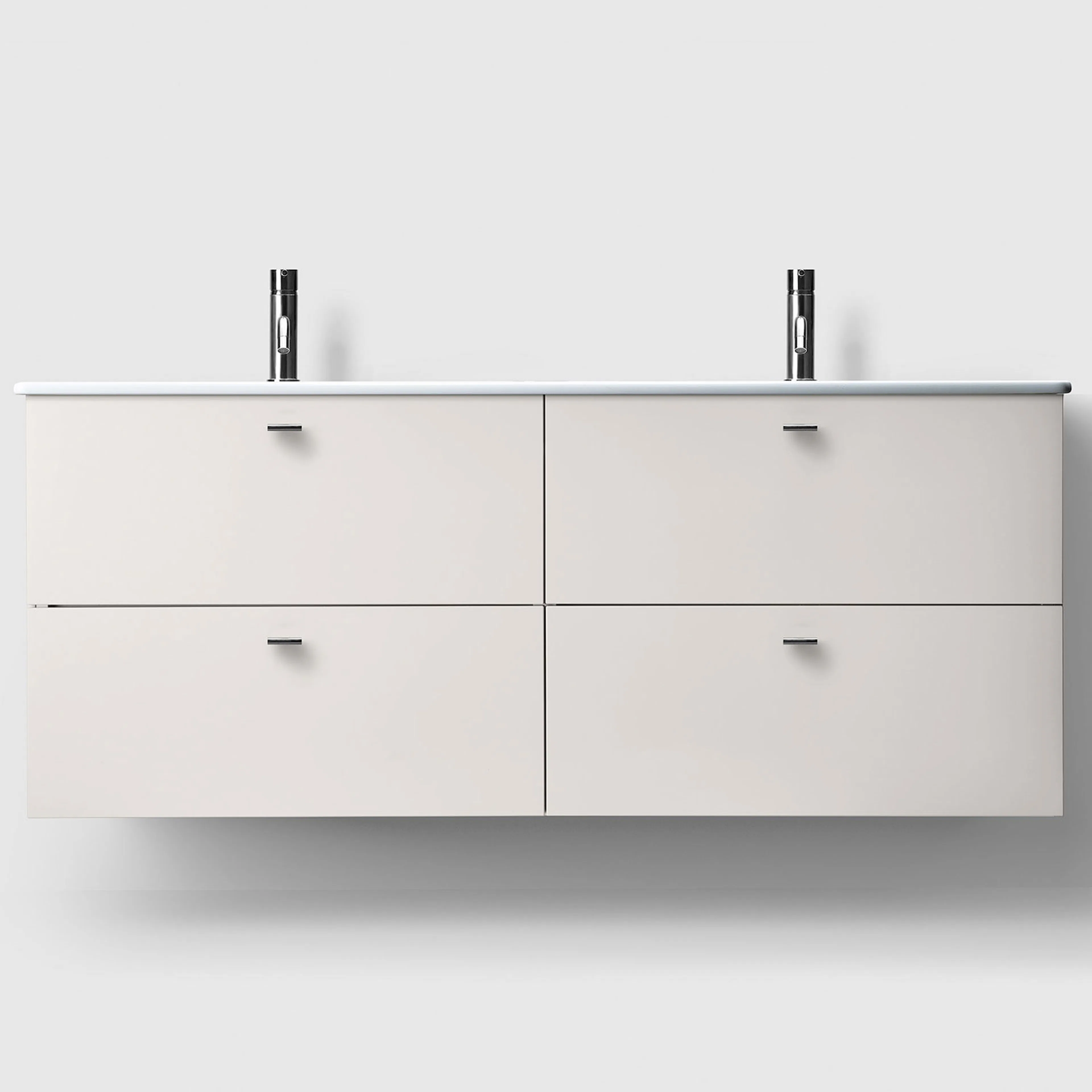 Haven Kommod H3/140-White -Porcelain  Knopp A2 04 Krom Vitlackerad, Tvättställ i Porslin med Knopp A2.04 i Krom