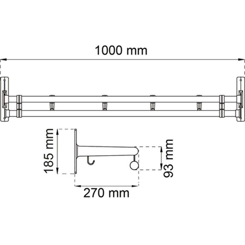 Hatthylla Habo Elegant Plus 100cm Aluminium Svart