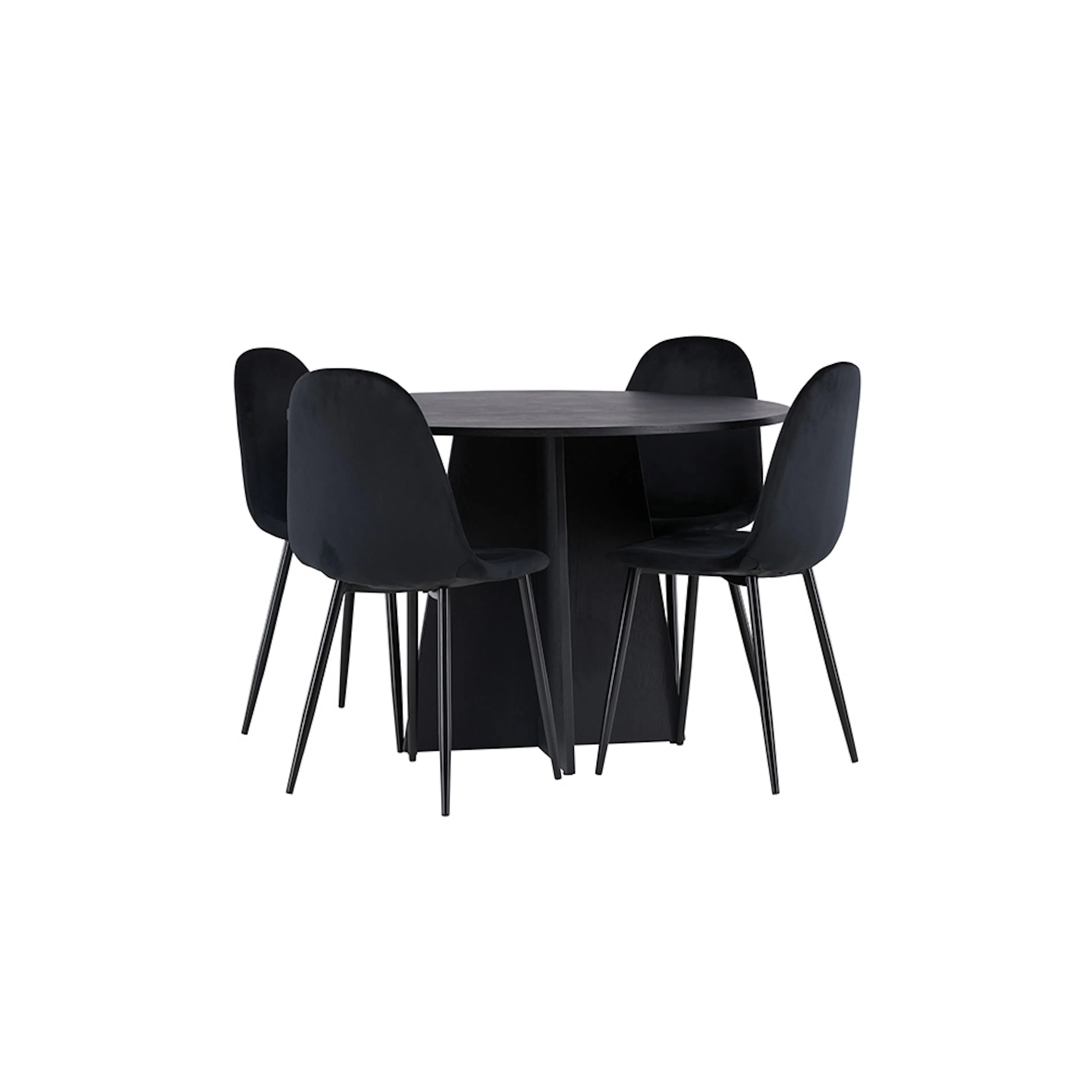 Bootcut Round Dining Table - Black / Black Fanéer +Polar Din Sort
