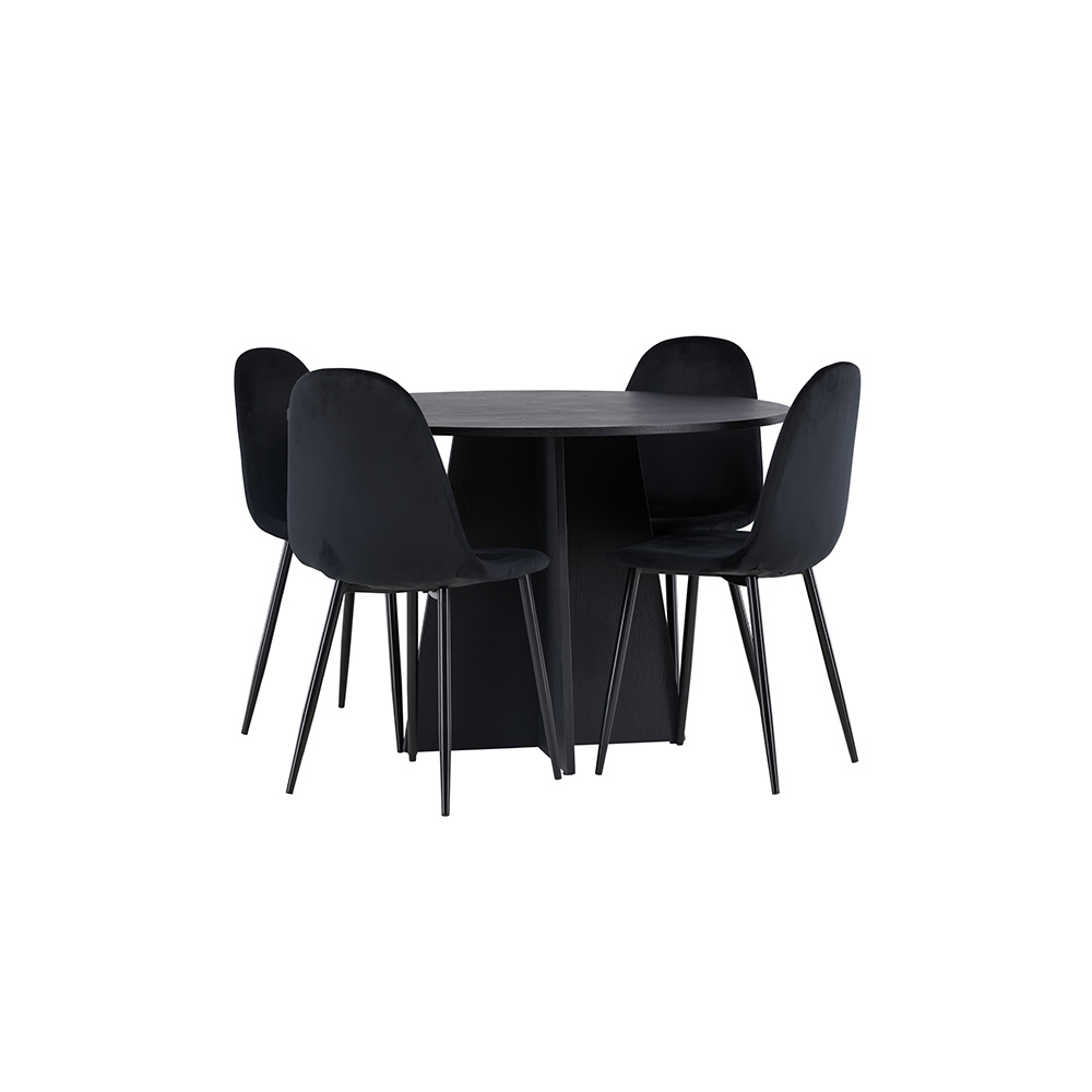 Spisegruppe Venture Home Bootcut Ø110 cm med 4 Polar Stoler Fløyel