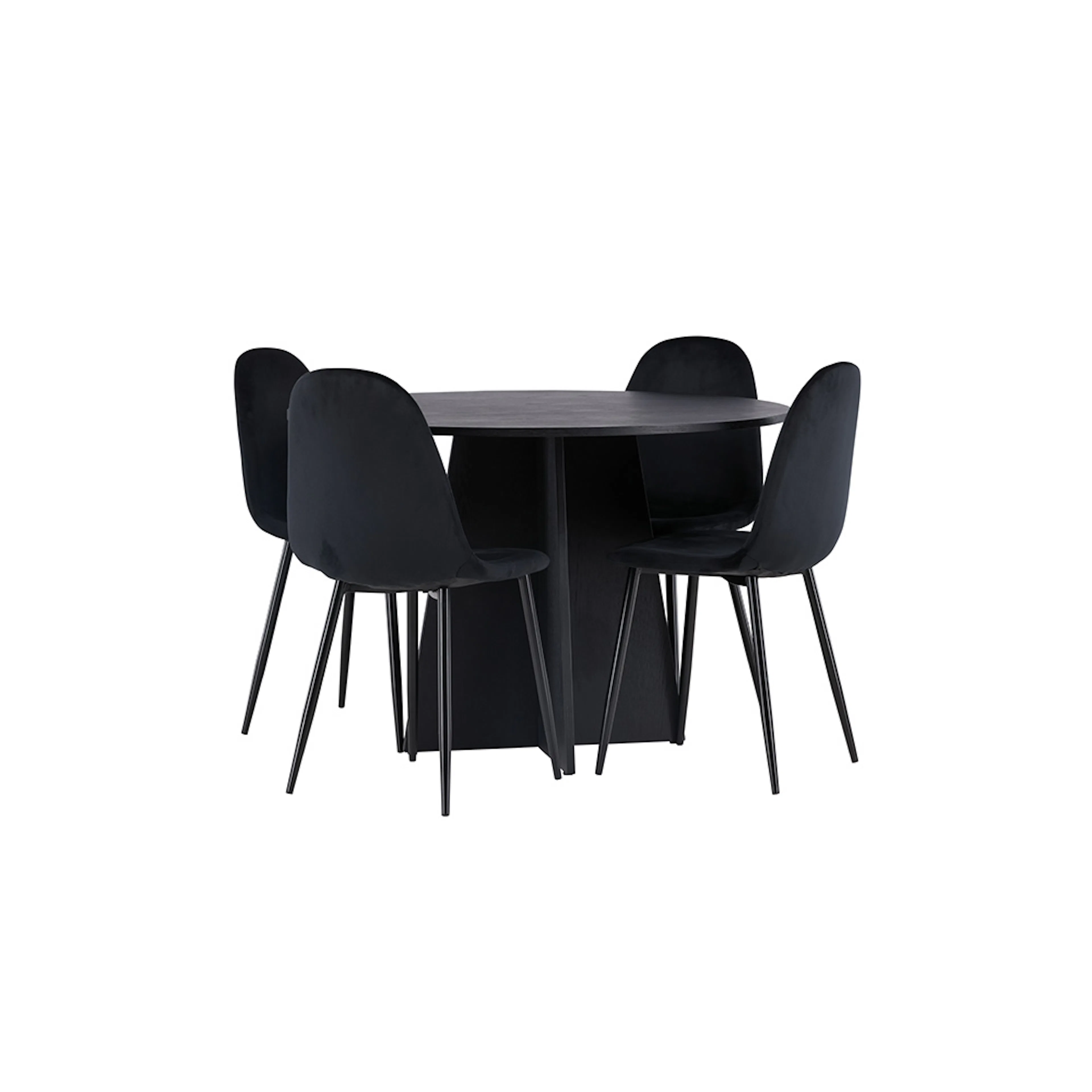 Spisegruppe Venture Home Bootcut Ø110 cm med 4 Polar Stoler Fløyel
