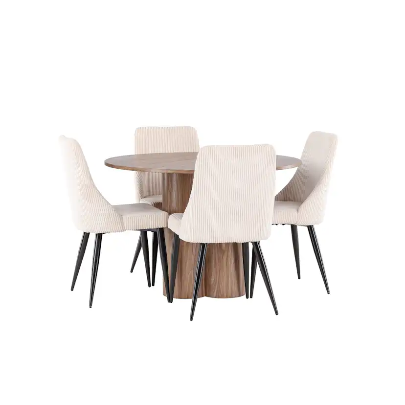 Spisegruppe Venture Home Olivia Ø110 med 4 stk Leone Stoler
