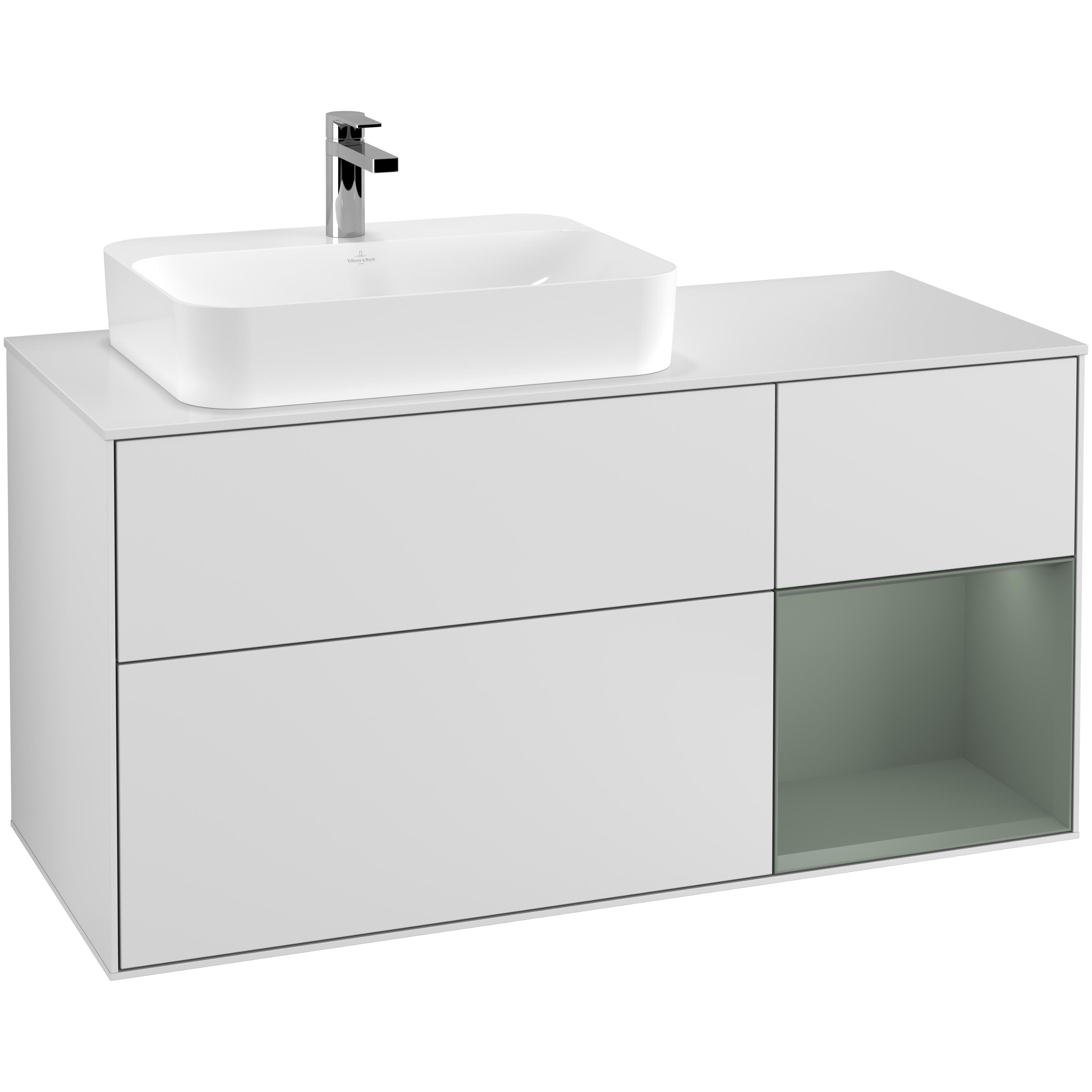 Tvättställsskåp Villeroy & Boch Finion med 3 Lådor Hylla och Bänkskiva för Ocentrerat Ytmonterat Tvättställ