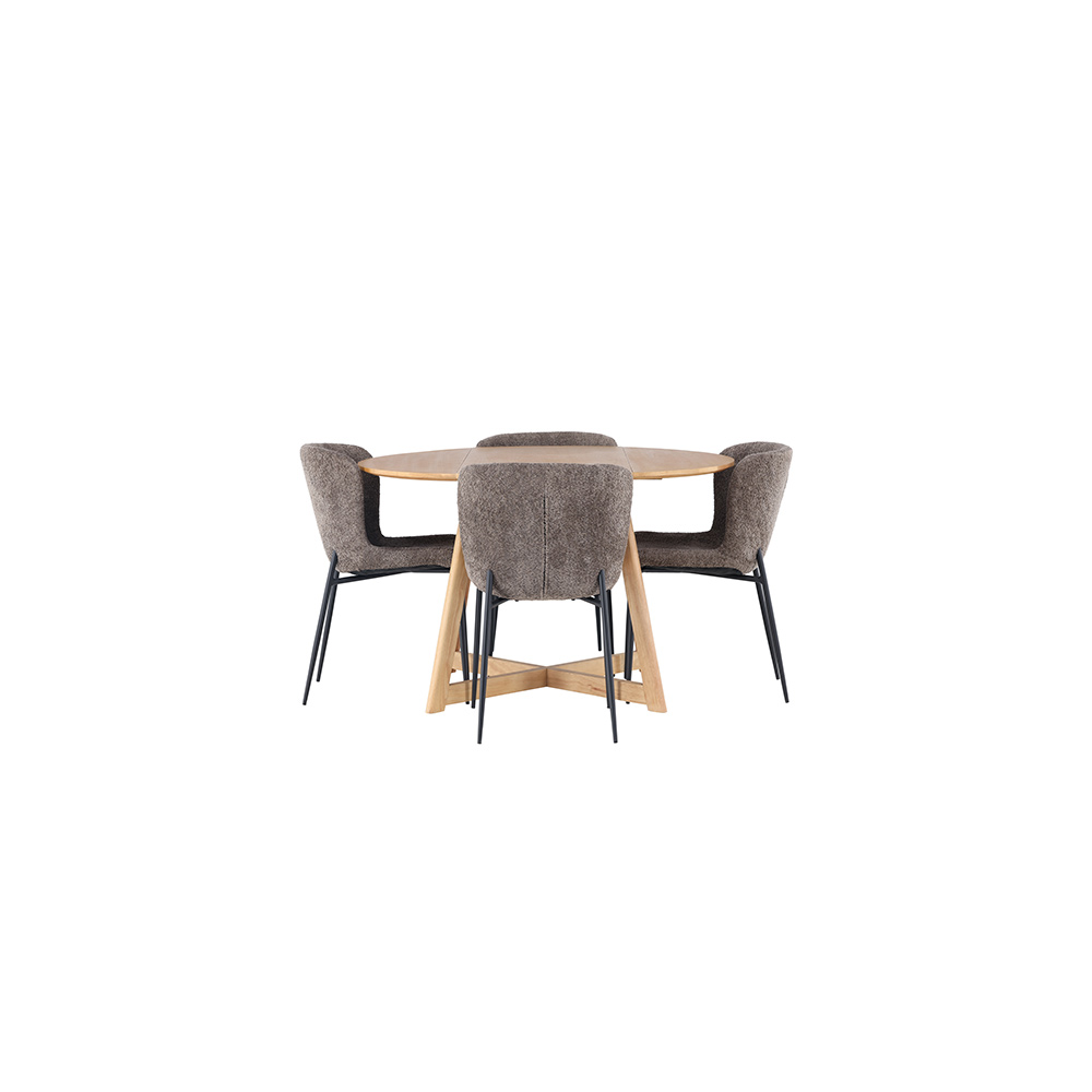 Spisegruppe Venture Home Yakidon Ø120 cm med 4 stk Modesto Stoler
