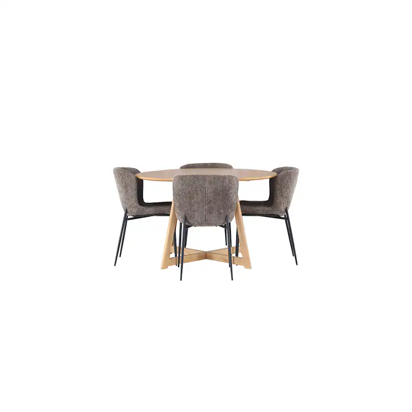 Spisegruppe Venture Home Yakidon Ø120 cm med 4 stk Modesto Stoler
