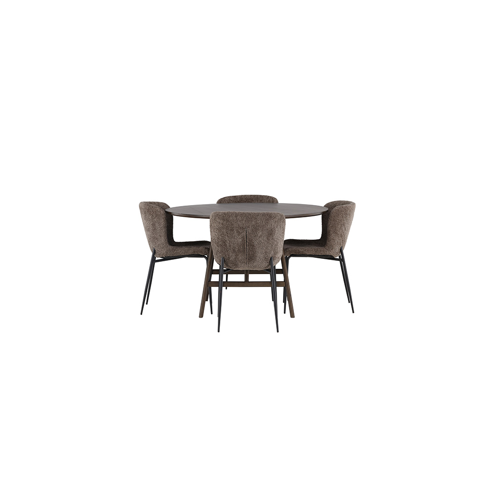 Spisegruppe Venture Home Kaseidon Ø100 cm med 4 stk Modesto Stoler