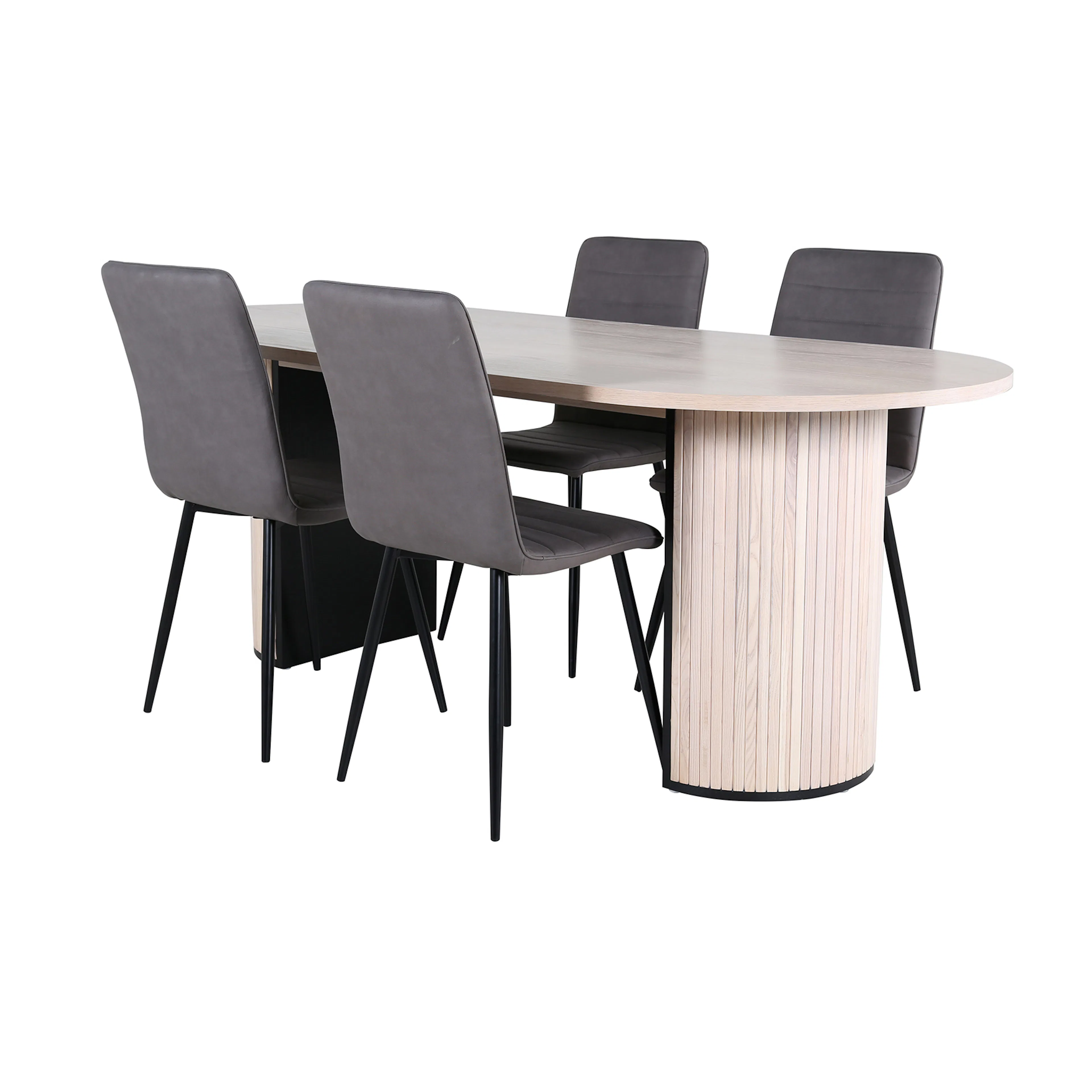 Spisegruppe Venture Home med Ovalt Bianca Spisebord og 4 Walerina Spisestoler