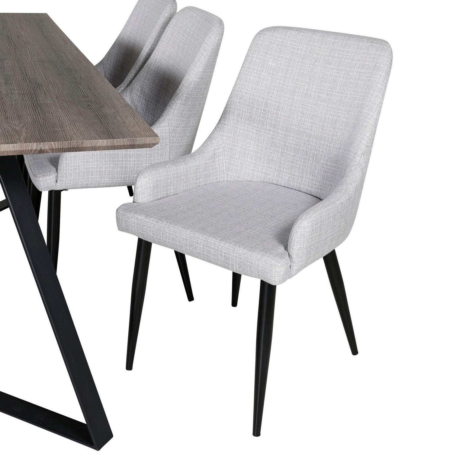 Marina Dining Table 180x90 cm+Plaza Dining chair Grå/Sort/Lysegrå