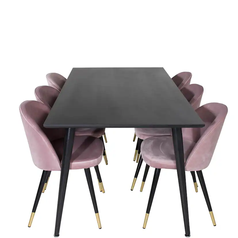 Spisegruppe Venture Home Dipp med 6 Velvet Stoler