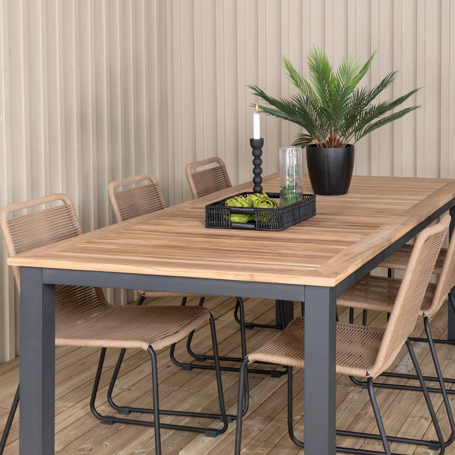 Spisegruppe Venture Home Perla 224 med 6 Leon Stablebare Spisestoler