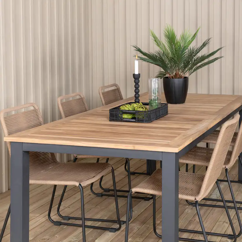 Spisegruppe Venture Home Perla 224 med 6 Leon Stablebare Spisestoler