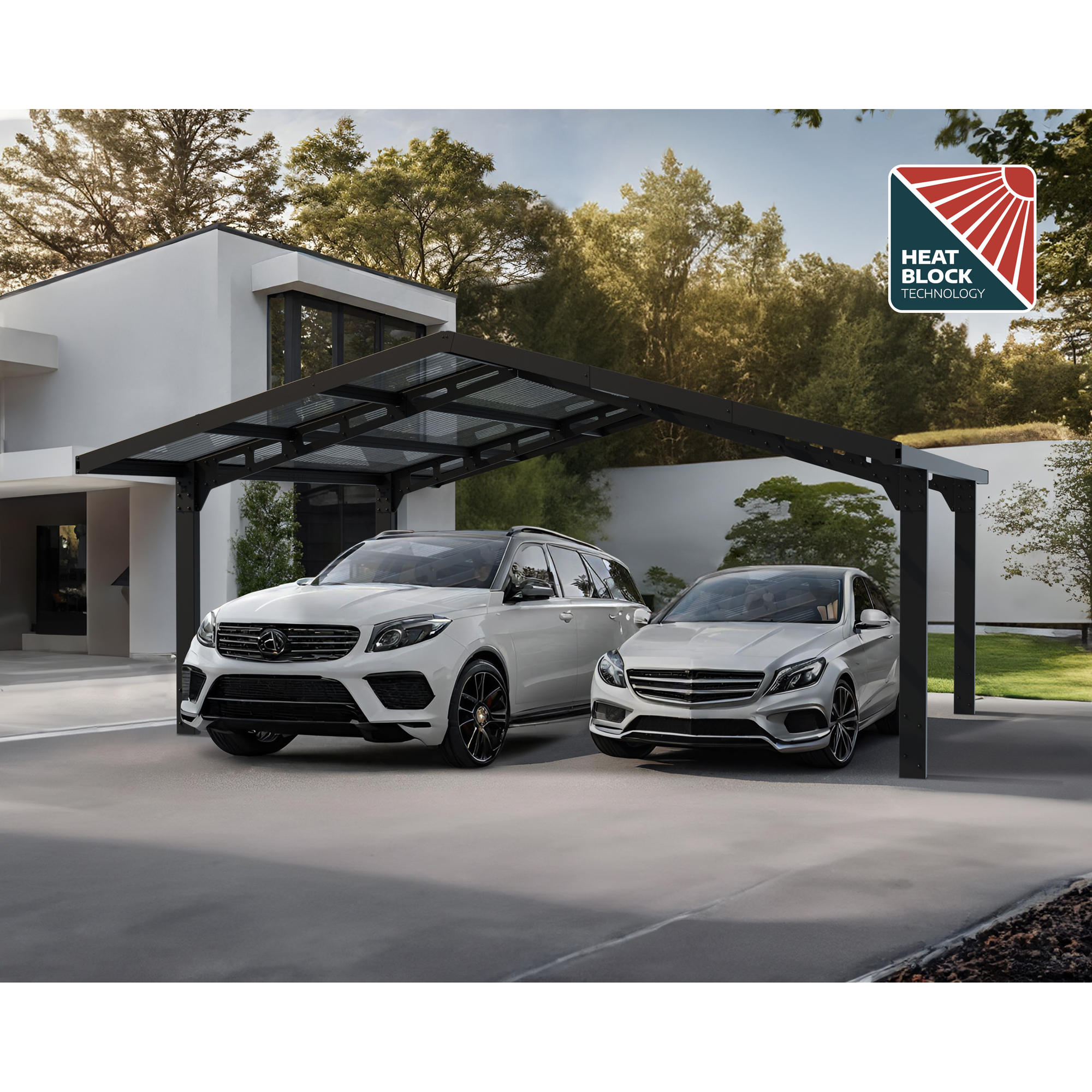 Carport Canopia by Palram Sydney i Metall Dobbel Bue 6x6 m Sort
