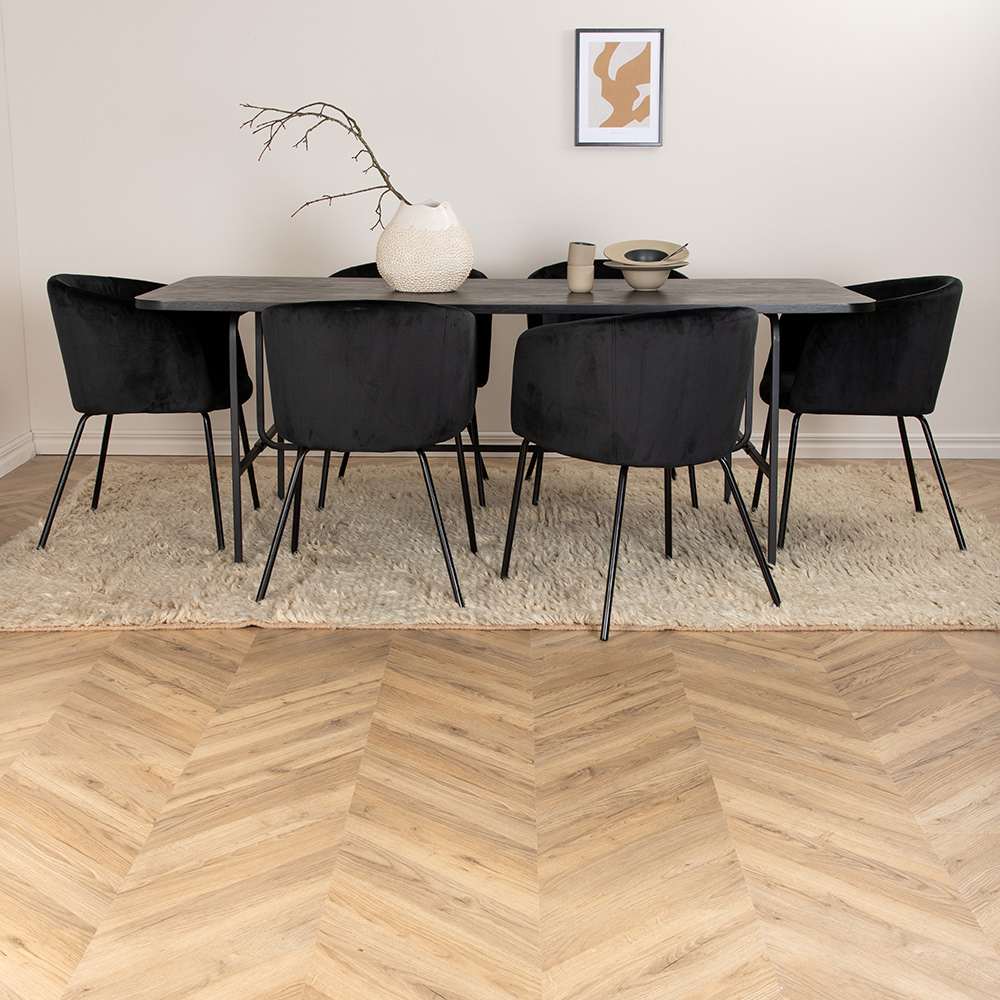 Spisegruppe Venture Home Chicago Spisebord og Bergen Spisestol Sort