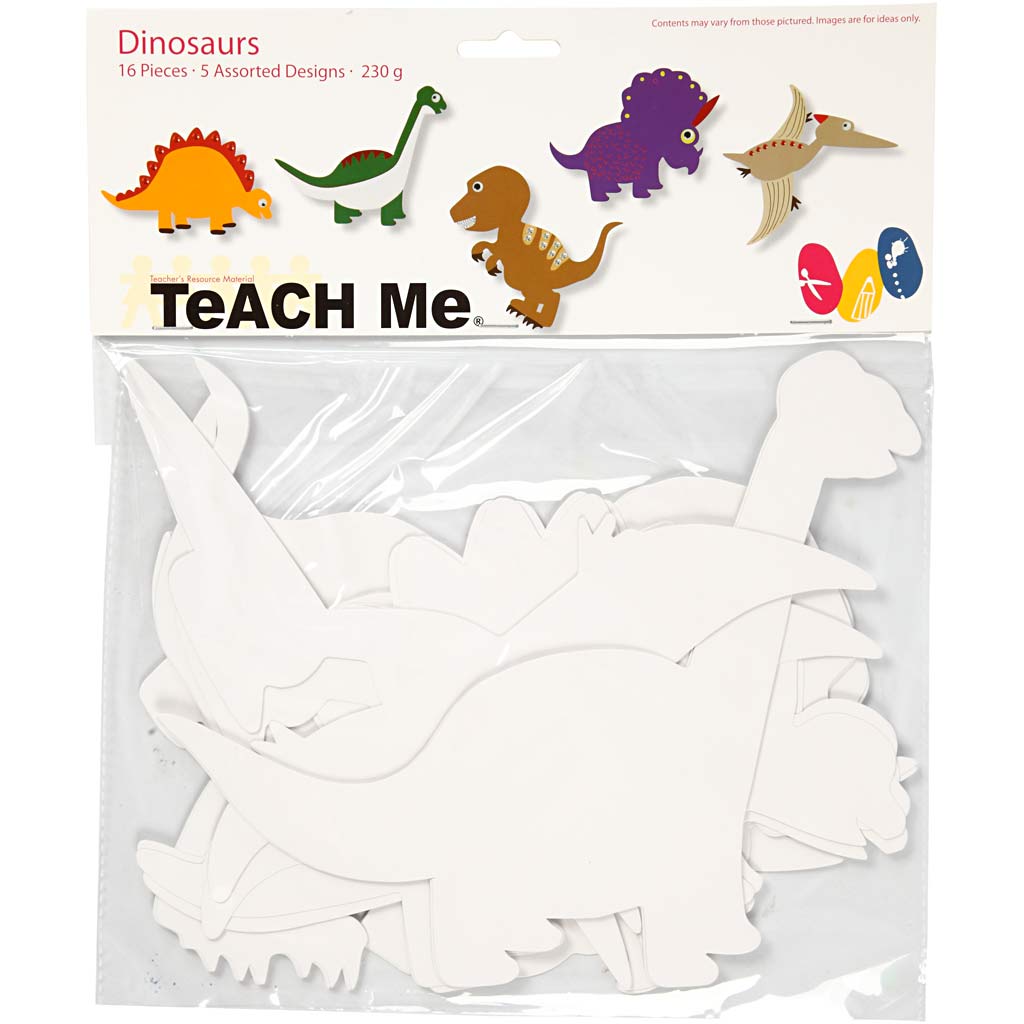 Kartong Creativ Company Dinosaurer Hvit 16 stk/1 Pk