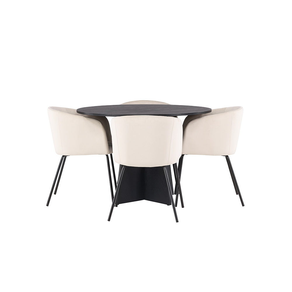 Spisegruppe Venture Home Bootcut Ø110 cm med 4 Berit Stoler