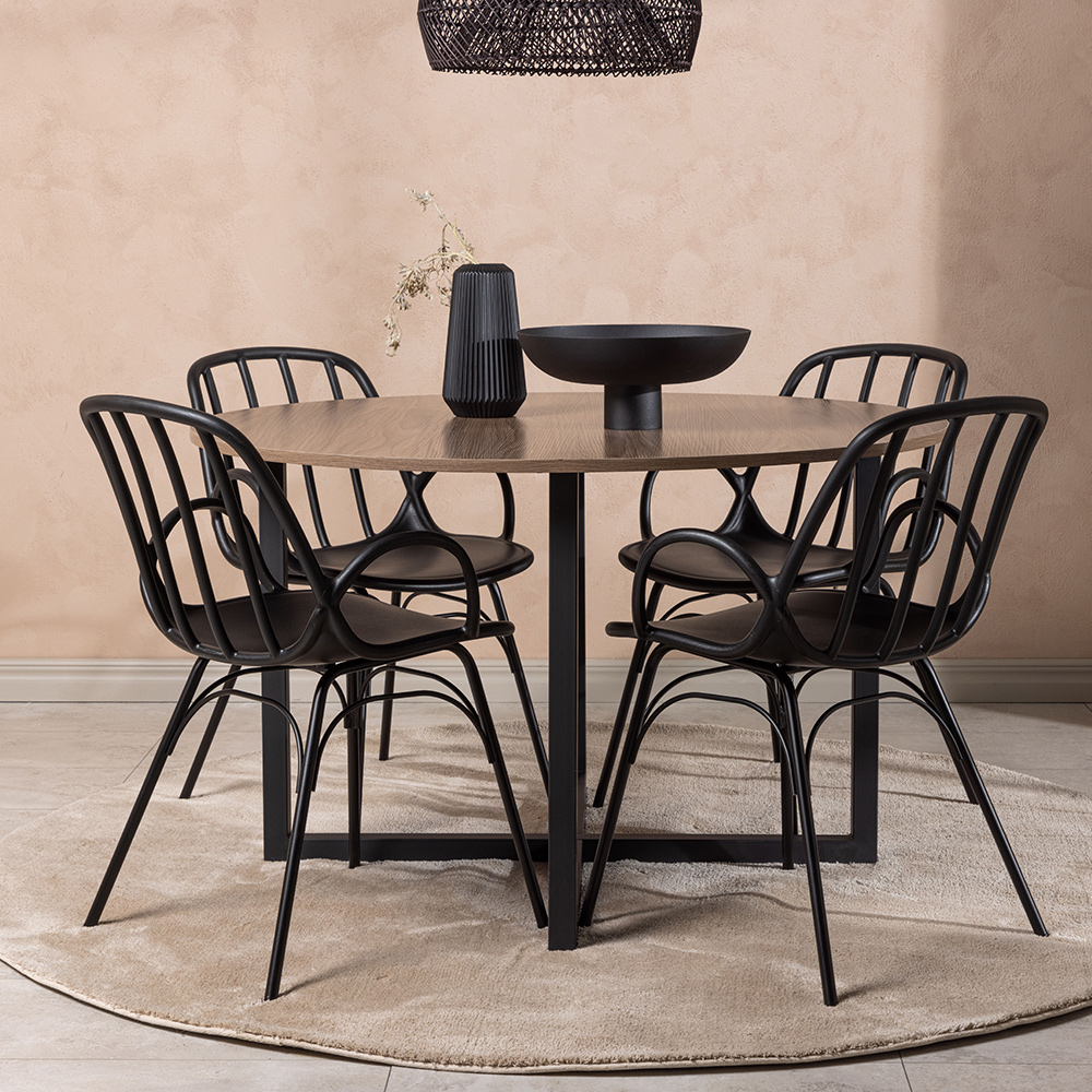 Spisegruppe Venture Home Durango Ø 120 cm med 4 Dyrön Stoler