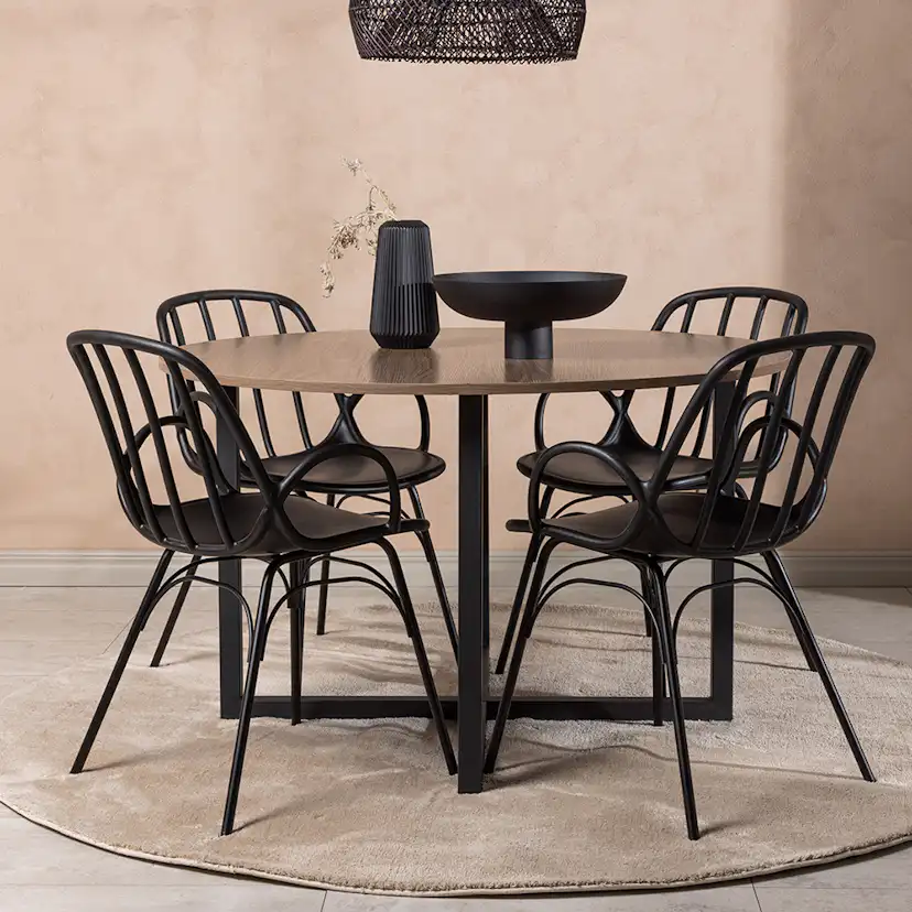 Spisegruppe Venture Home Durango Ø 120 cm med 4 Dyrön Stoler