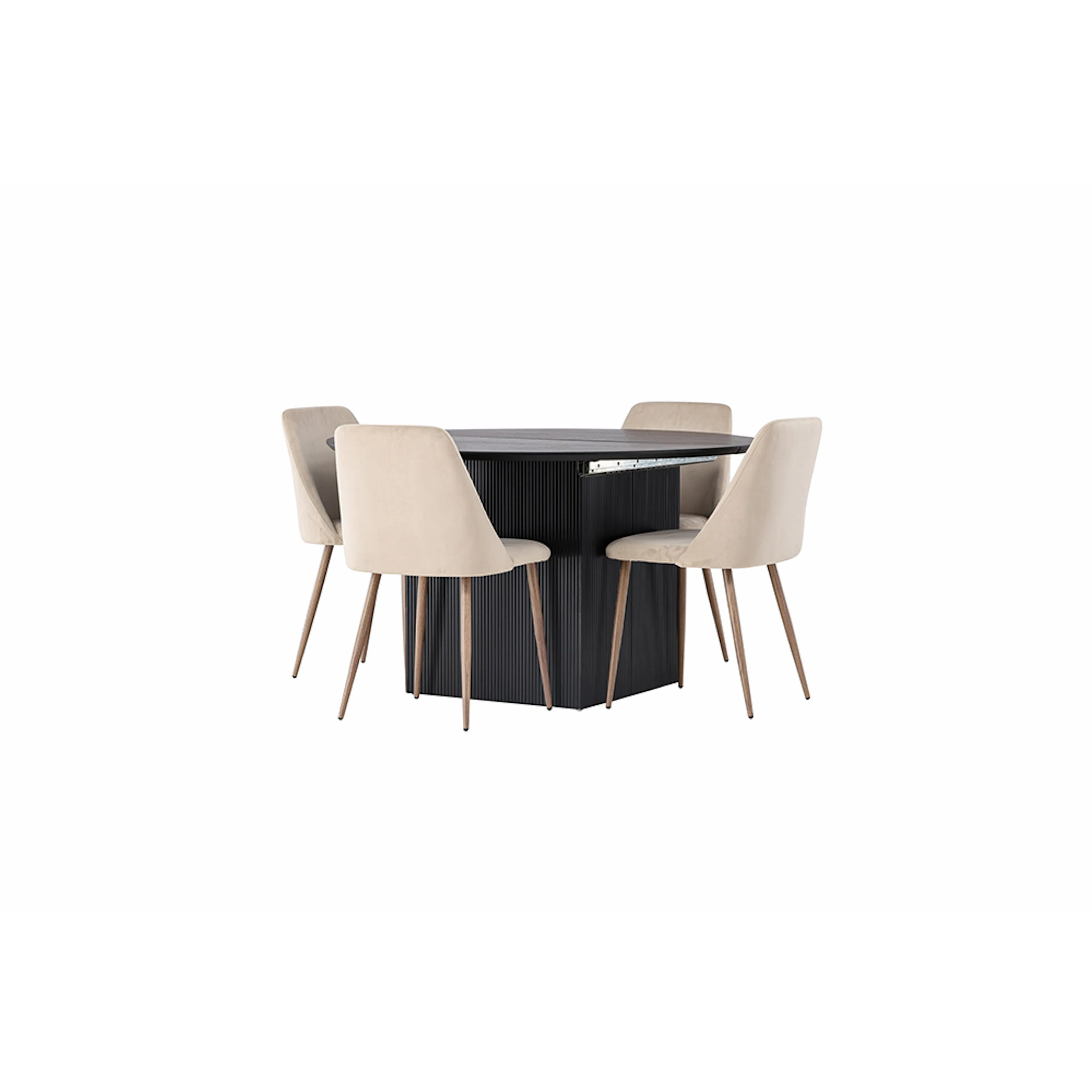 Matgrupp Venture Home Matilda med 4 Night Sammet Stolar Sort/Brun