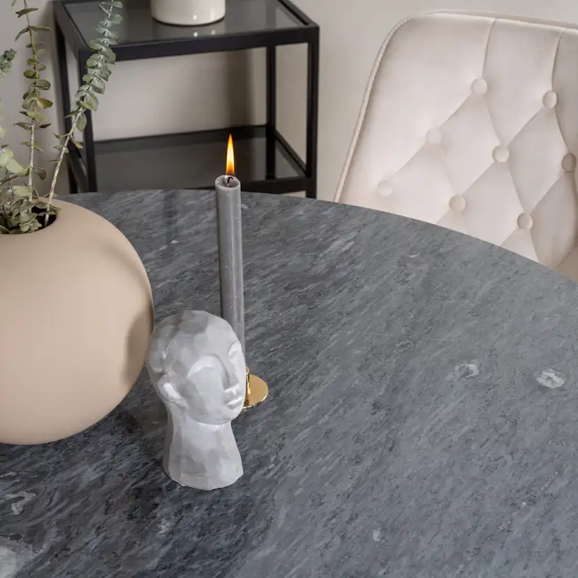 Spisegruppe Venture Home Estelle Rund med 4 Vera Stoler Fløyel